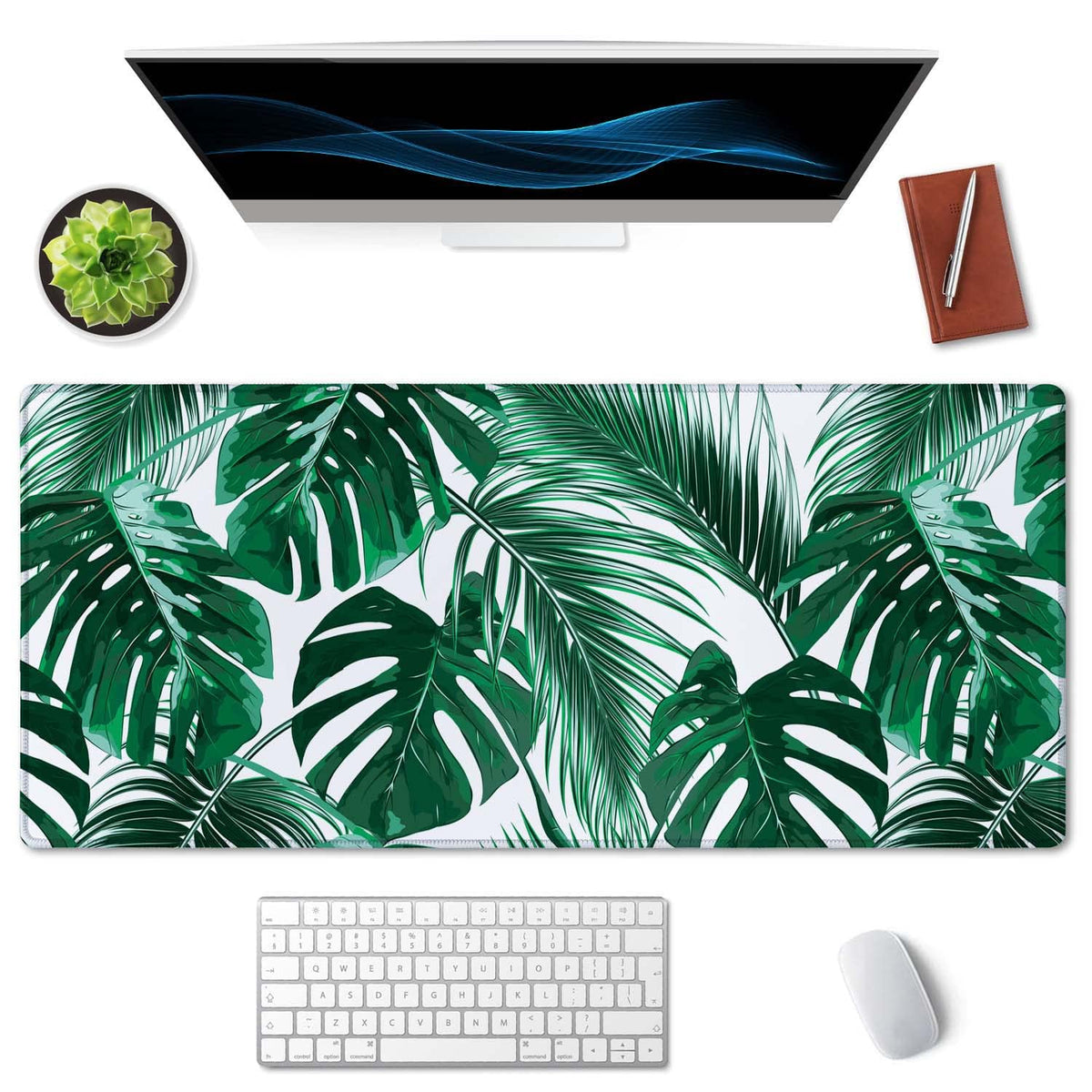 SSOIU Extended Gaming Mouse Pad (35.5x15.7 in), Large Stable Rubber Base Mousepad with Stitched