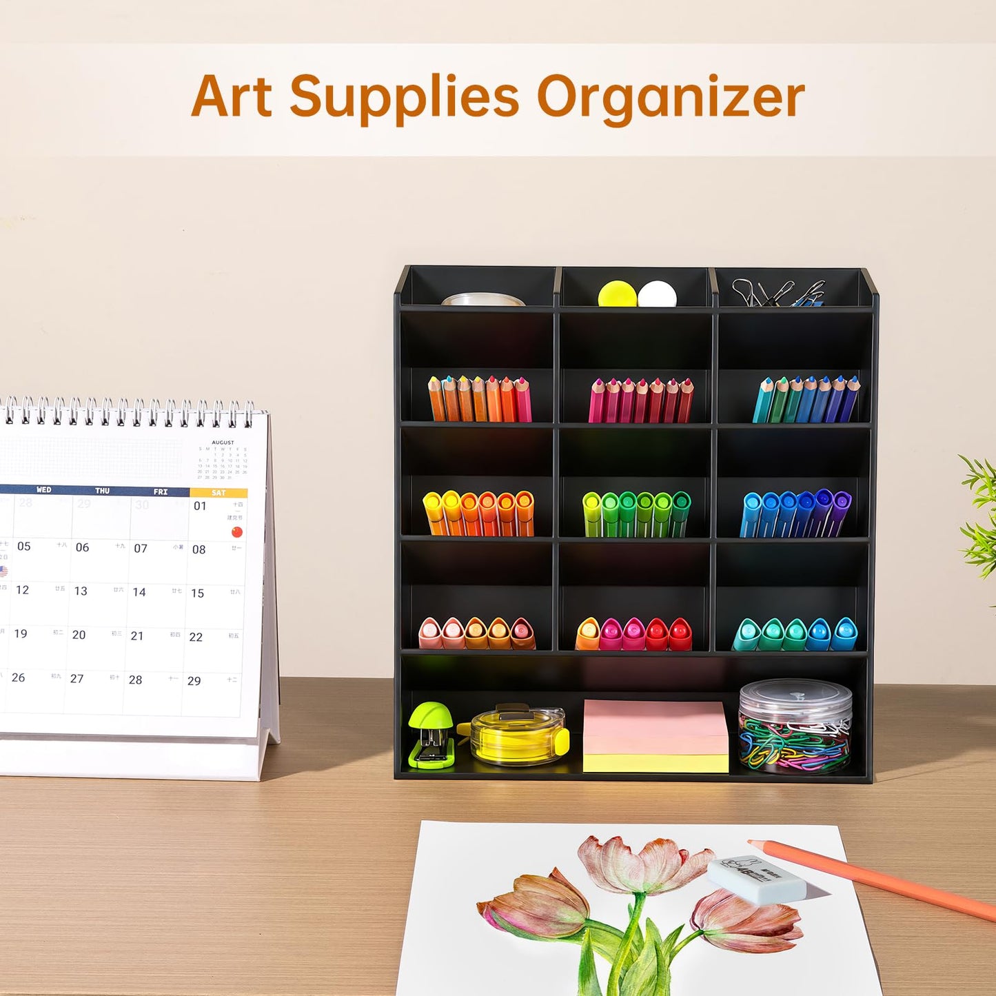 BEYGORM Acrylic Vertical Marker Organizer for 150 Markers, Desk Orgaizer
