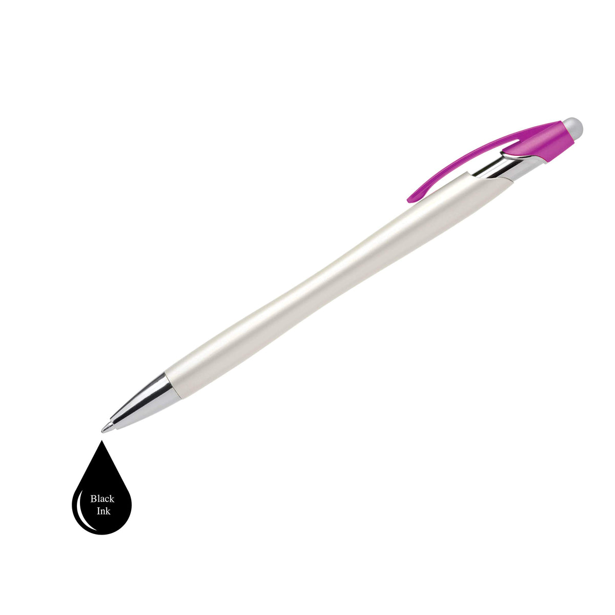 ExpressDesigns™ - Custom Pens with Stylus - The Pearl - Personalized Metallic Printed Name Pens