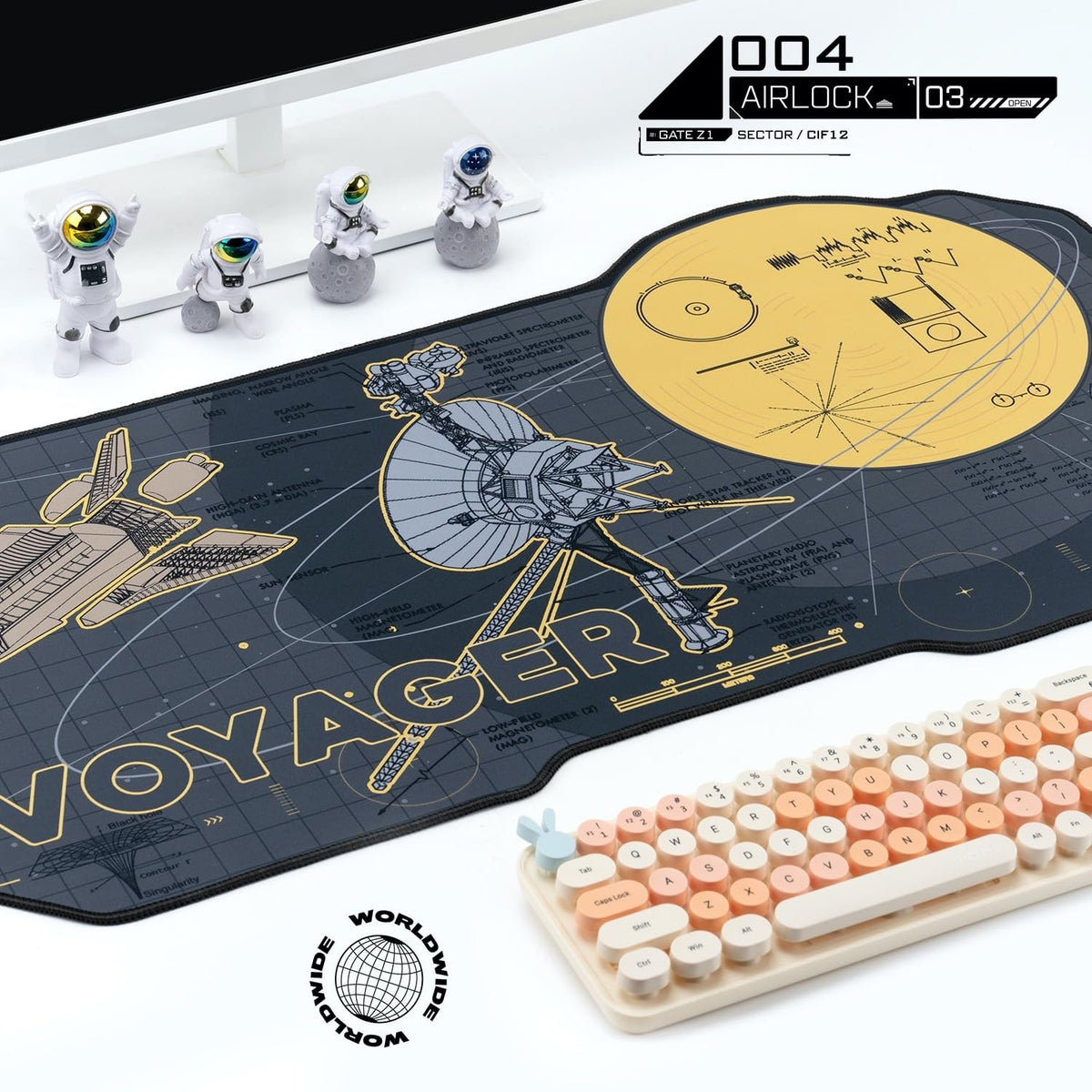 BelugaDesign Space Desk Pad | Voyager Spaceship Moon Galaxy Science SciFi Nerdy Mouse Pad | Large