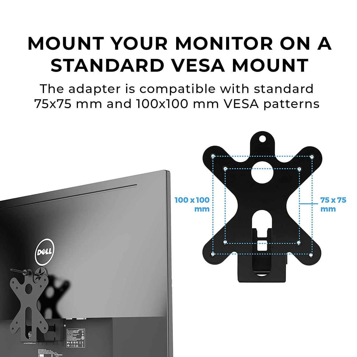 HumanCentric VESA Mount Adapter for Dell Monitors, 75x75 & 100x100mm