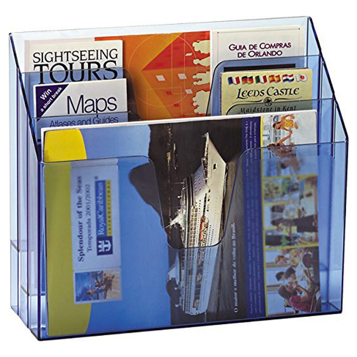 Acrimet Horizontal Triple File Folder Organizer Sorter, Letter, Clear Blue
