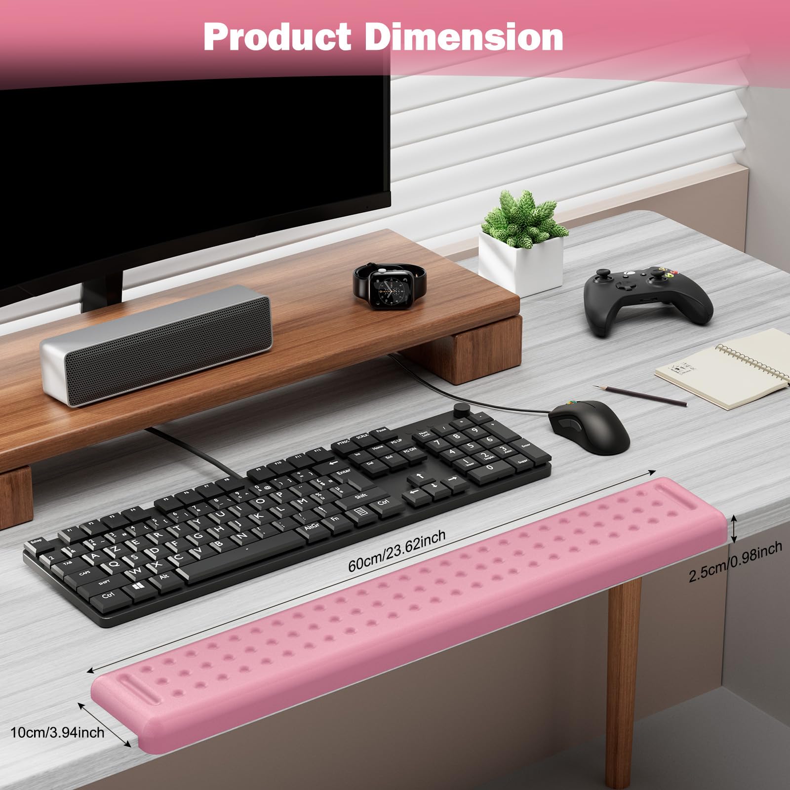 Leolee L-Shaped Desk Long Wrist Rest Elbow 60CM, Light Pink Arm Rest Desk