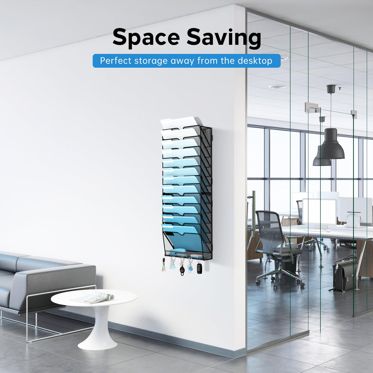SUPEASY 13-Tier Hanging Wall File Organizer with Hooks, 2 Pack