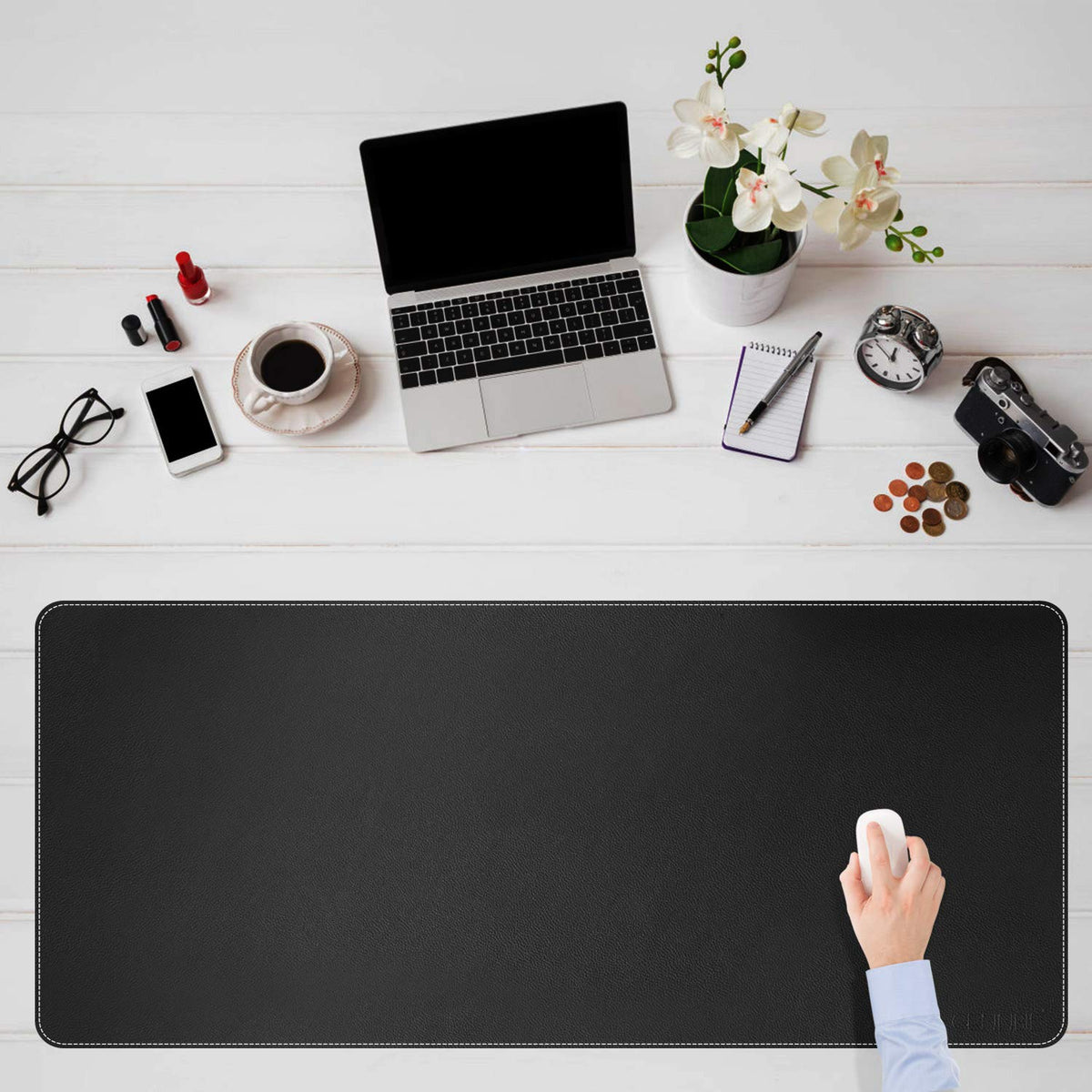 CENNBIE Leather Desk Mat, Extra Large Desk pad, Desk mats on top of desks, 51.2" x 23.6" XXXL Large