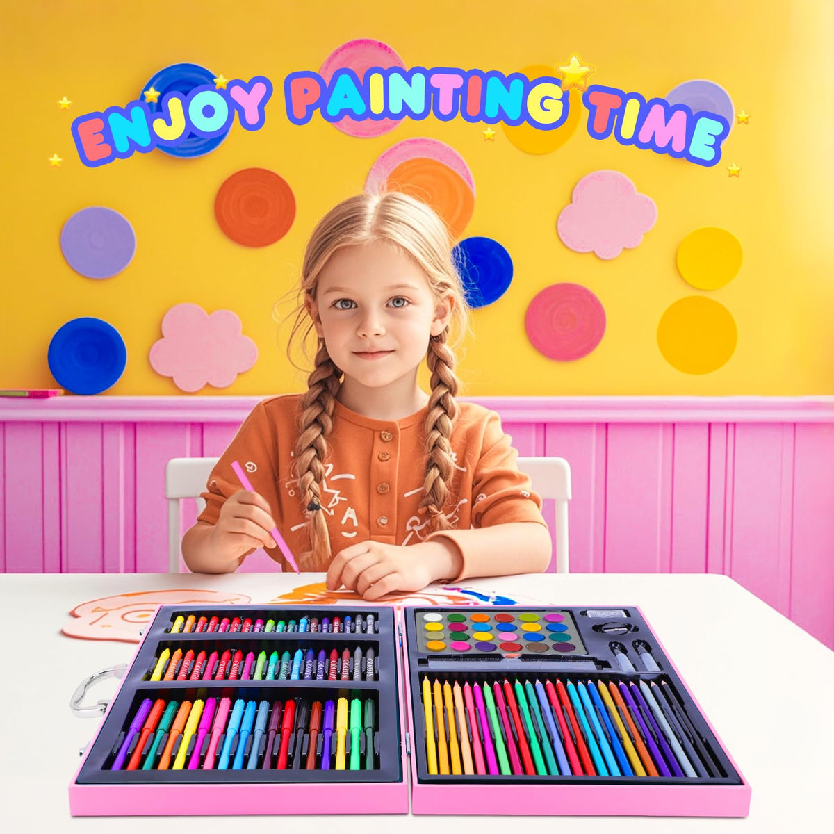 homicozy Art Supplies Kit for Kids Ages 4-12,Mermaid Art Case Coloring Set,Drawing Kits with