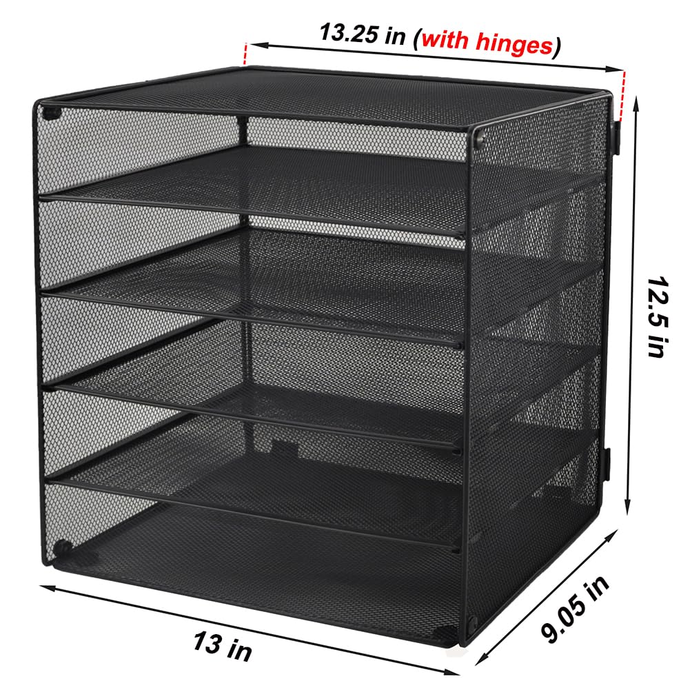 EASEPRES 5 Slot Mesh Desk Organizer Tray, File Paper Letter Folder Holder Desktop Paper Sorter Mail
