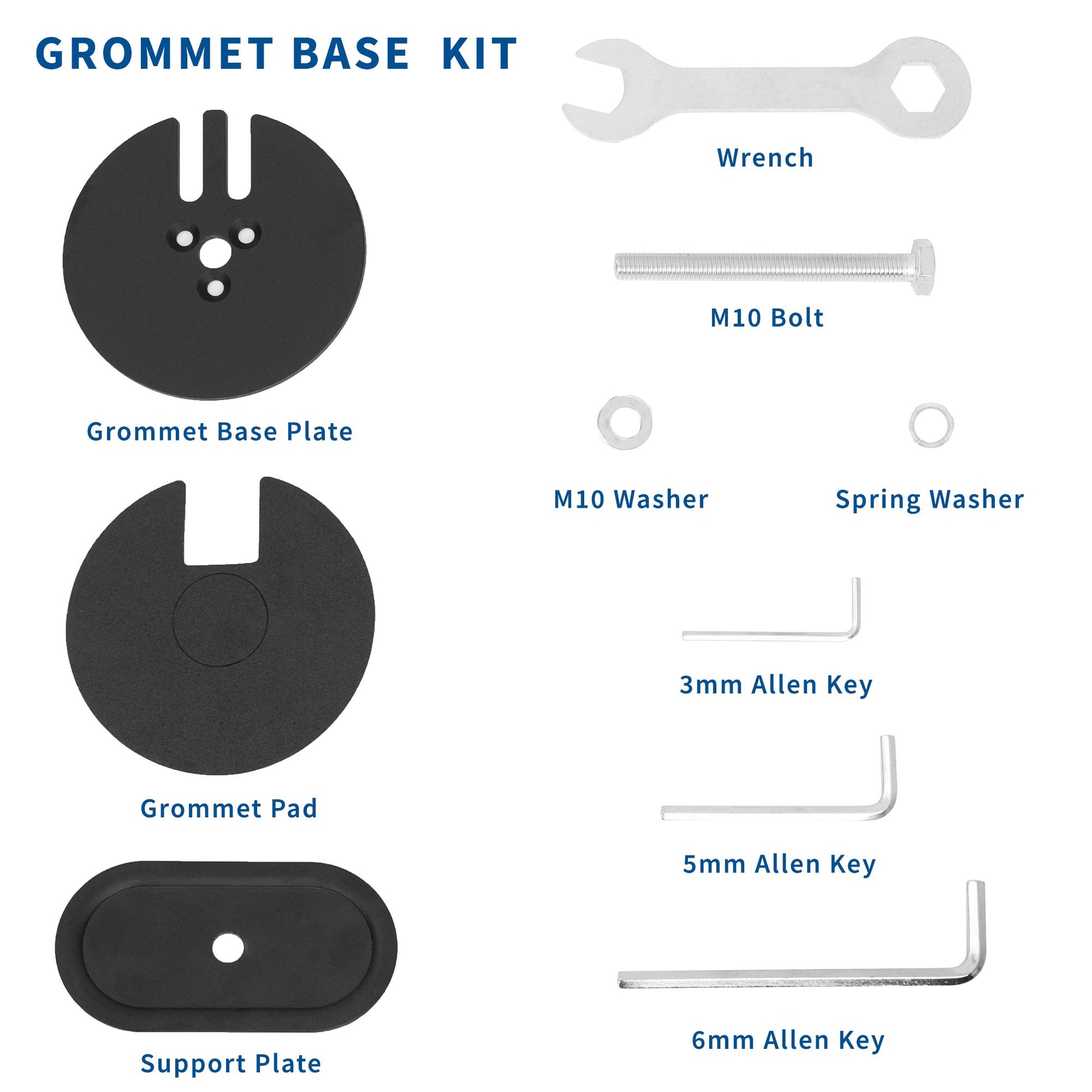 VIVO Black Heavy Duty Grommet Kit for Desk Monitor Mount Stands, Sturdy 4 Inch Grommet Mount with