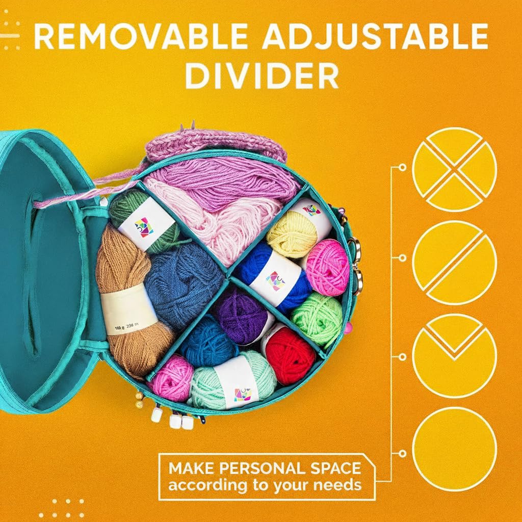 CRAFTISS Crochet Bag Organizer & Yarn Storage Bag, Knitting Bag and Yarn Holder with Removable