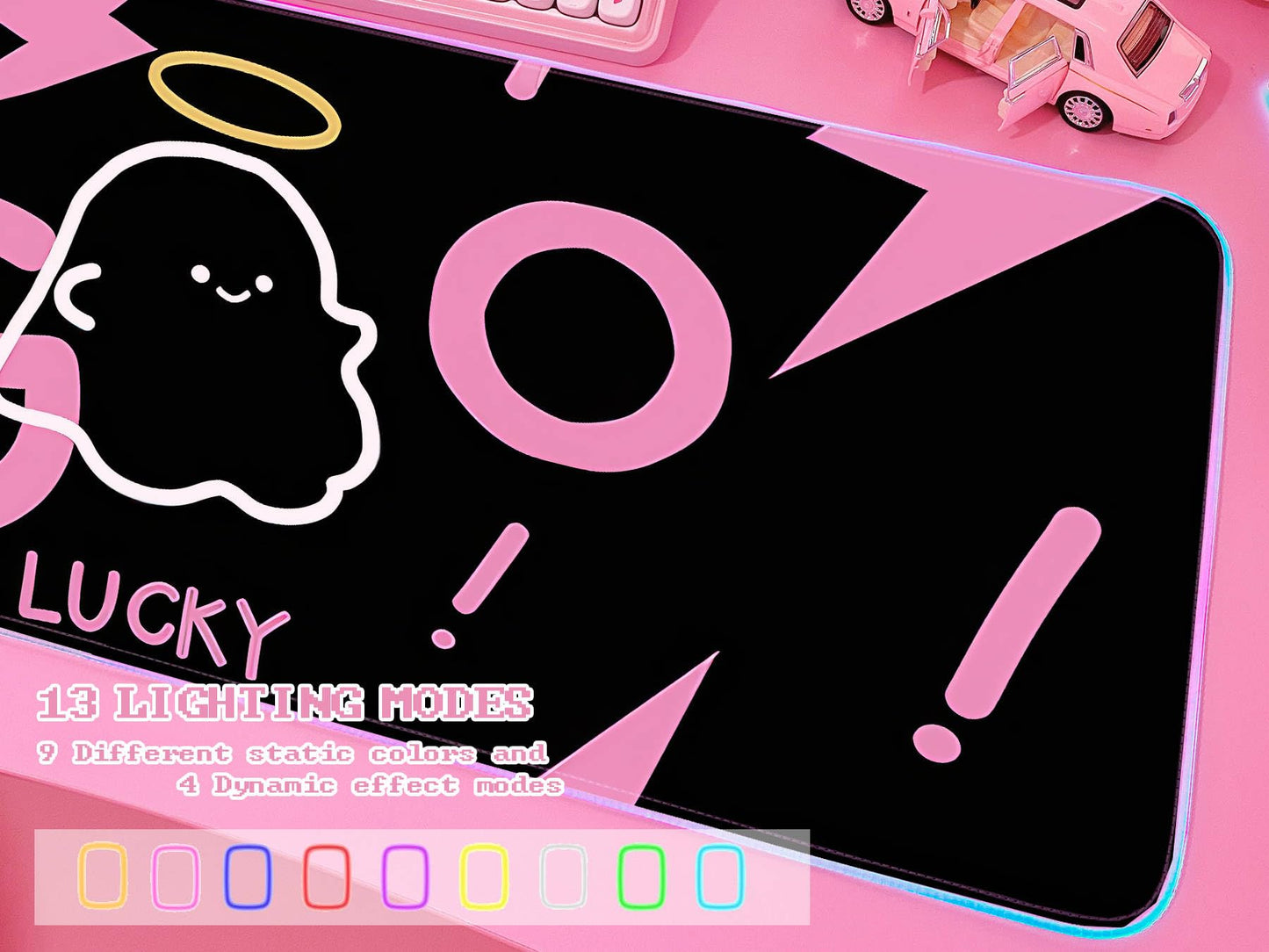 JMIYAV Pink RGB Gaming Mouse Pad 31.5x12 Inch PC XL Large Extended Glowing Led Light Up Desk Pad