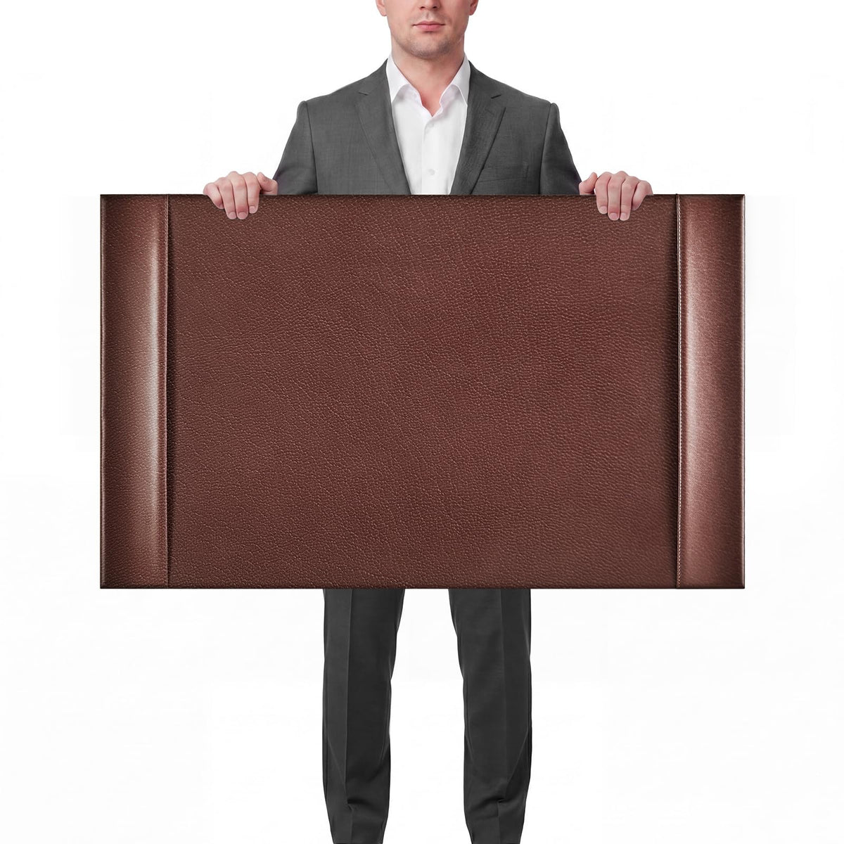 Saysurey 30 x 18 Inch Leather Desk Pad with Side Rails Mat, Brown