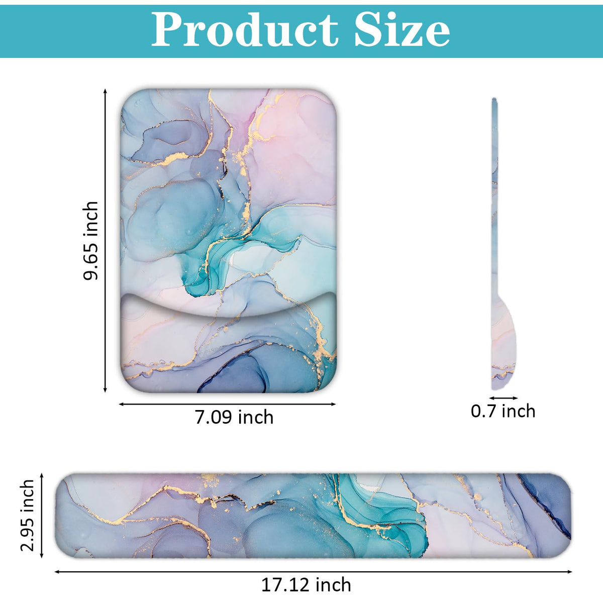 LATEEFAH Mouse Pad Wrist Support, Ergonomic Mouse Pad, Memory Foam Mouse Pad with Wrist Rest