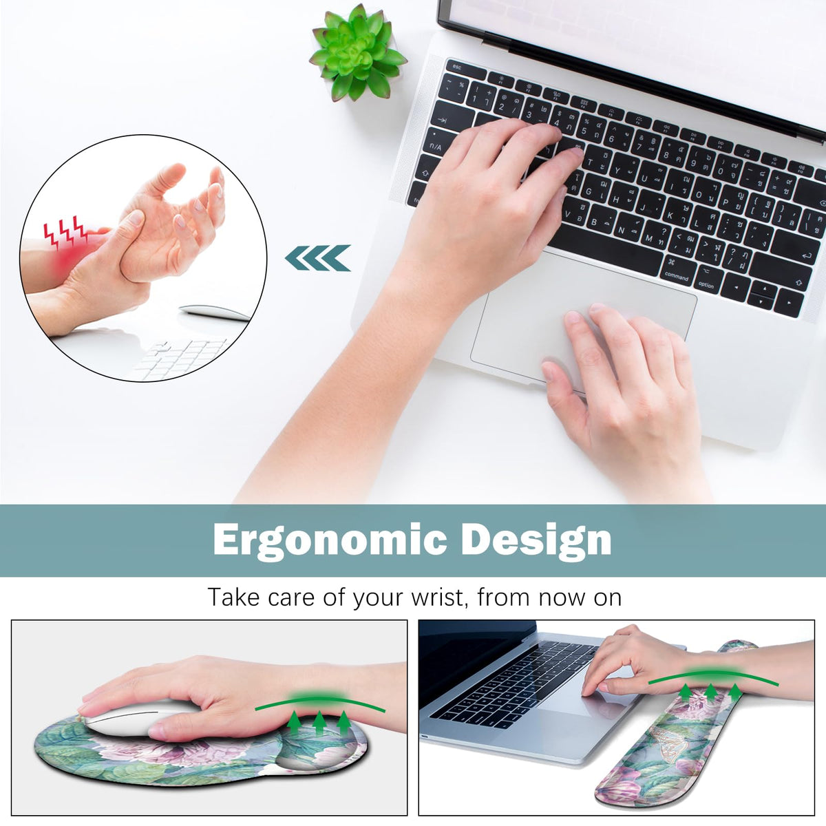 ARTSO Large Mouse Pad and Keyboard Wrist Rest, Desk Pad for Keyboard and Mouse, 4in1 Large Gaming