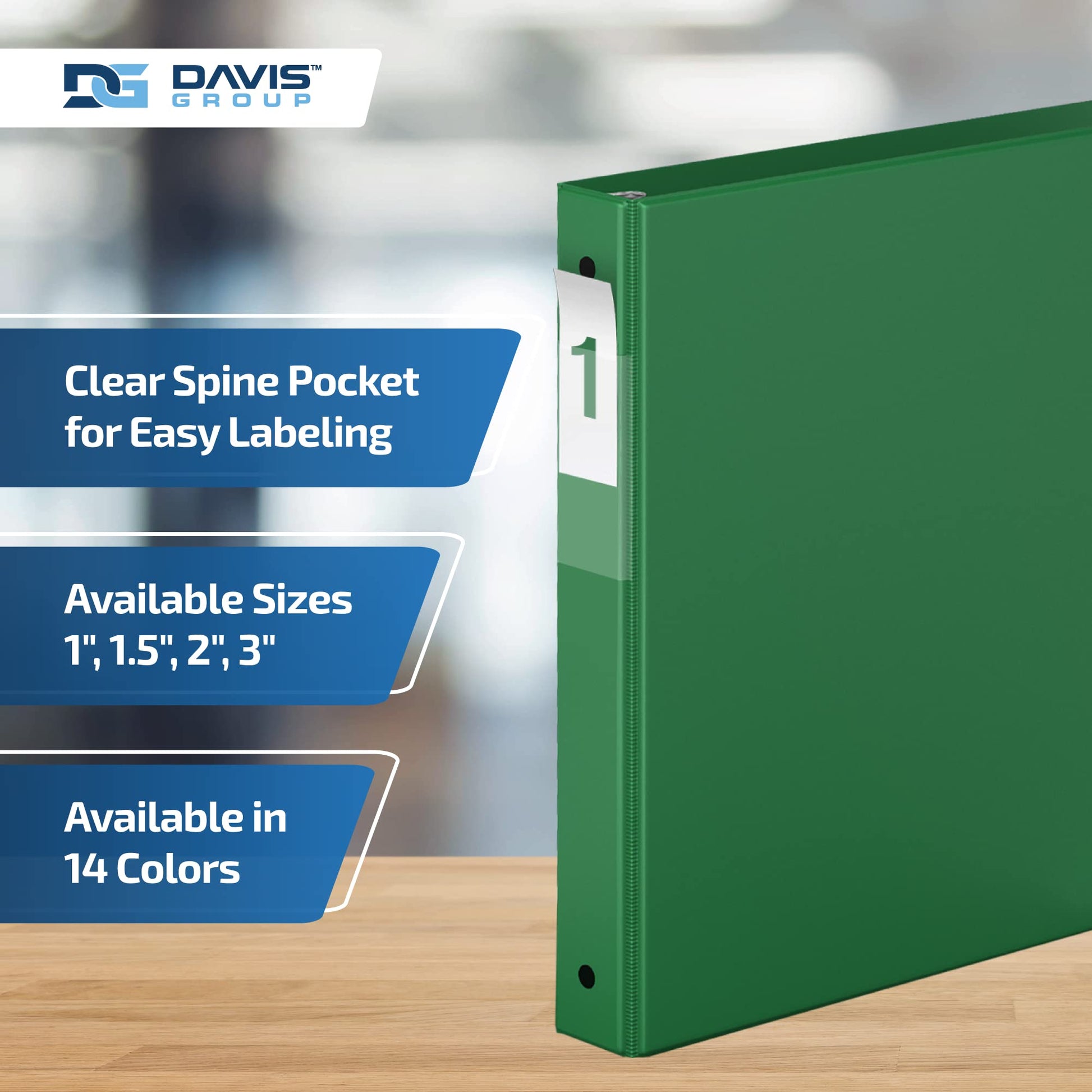 Premium Economy 3-Ring Binder, Spine Label, 1" Round Rings, Green, 6 Pack