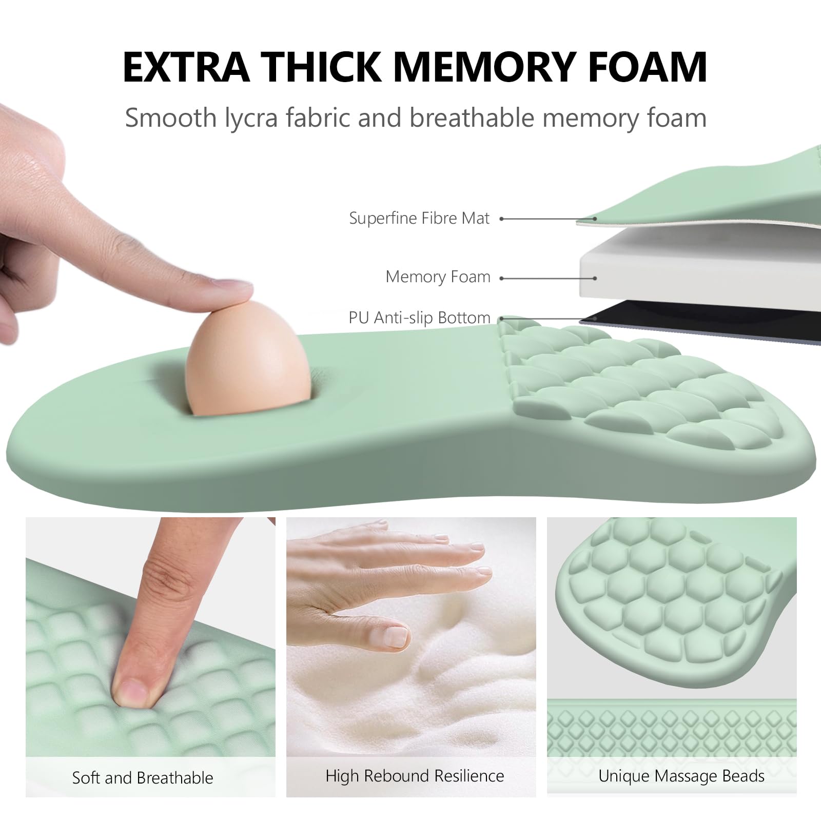 Laokiiy Ergonomic Mouse Pad Wrist Rest, 2 in 1 Keyboard Pad for Office