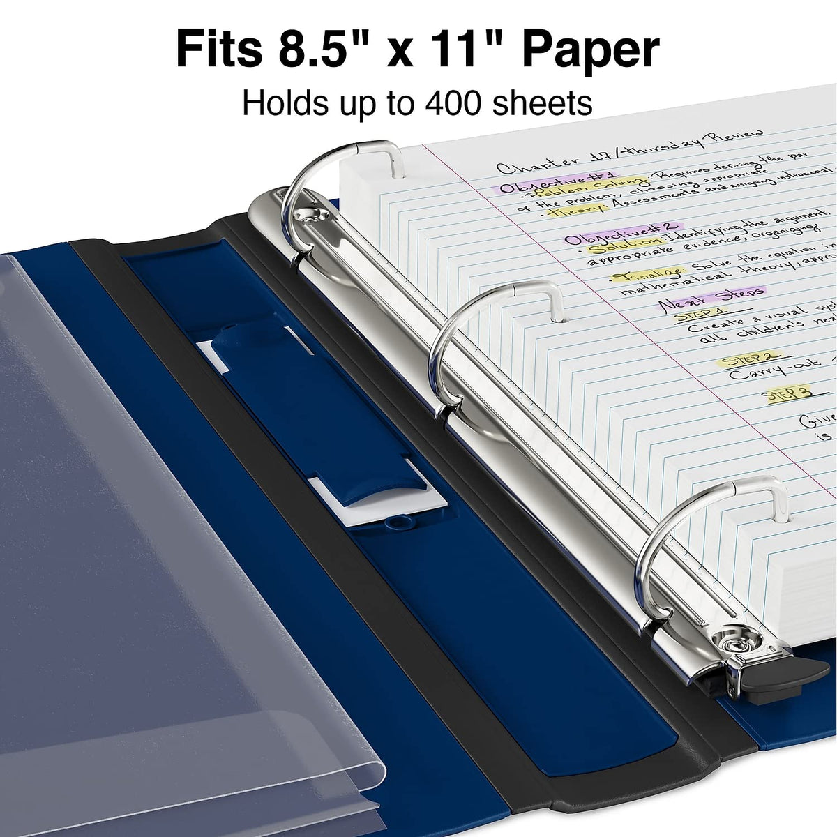 Staples Better Binder, 1.5 Inch D-Ring, Navy Blue, 400 Sheets, 3-Pk