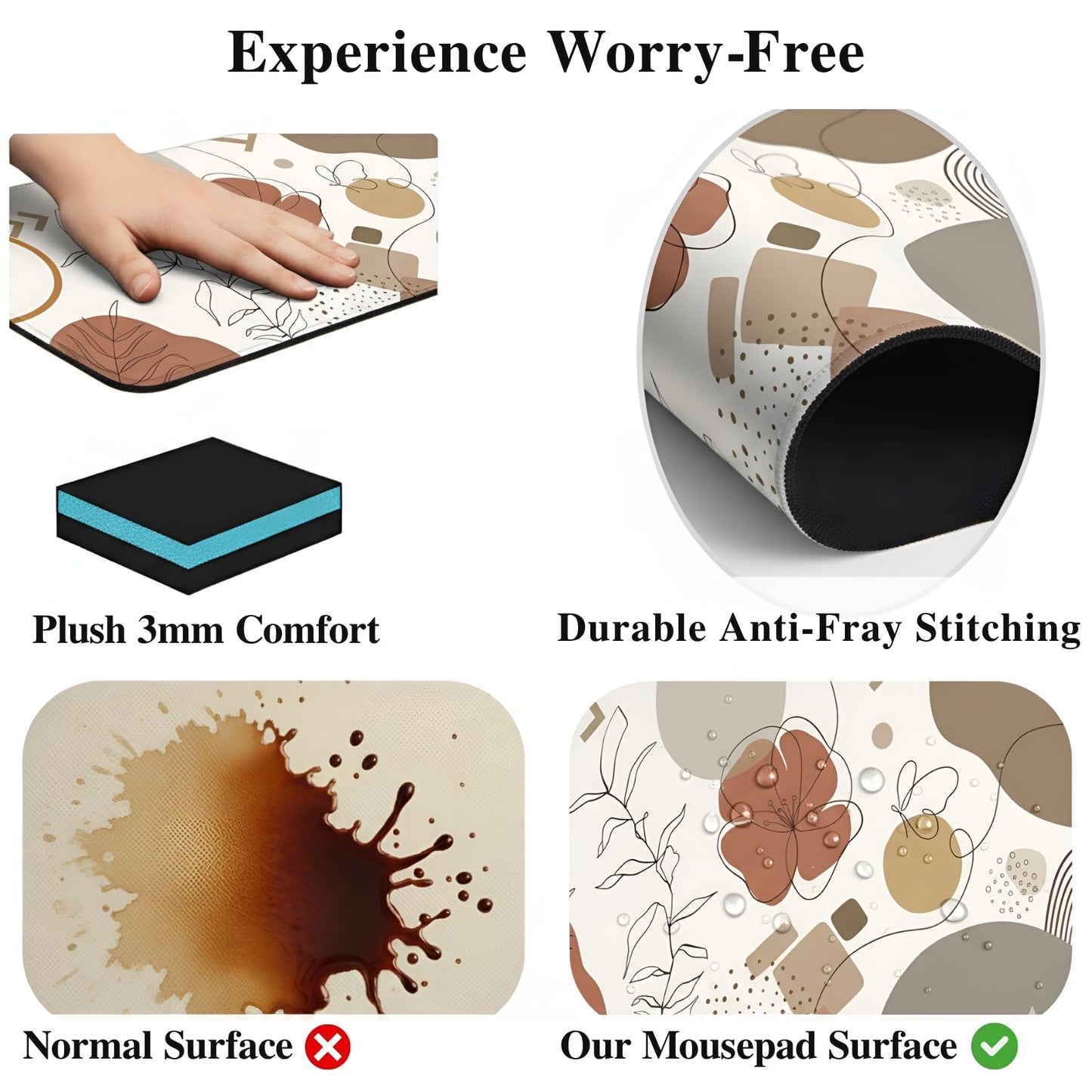 XXL Extended Gaming Mouse Pad (47.2 x 23.6 Inch), Giant Boho Desk Mat for Full Coverage, Abstract
