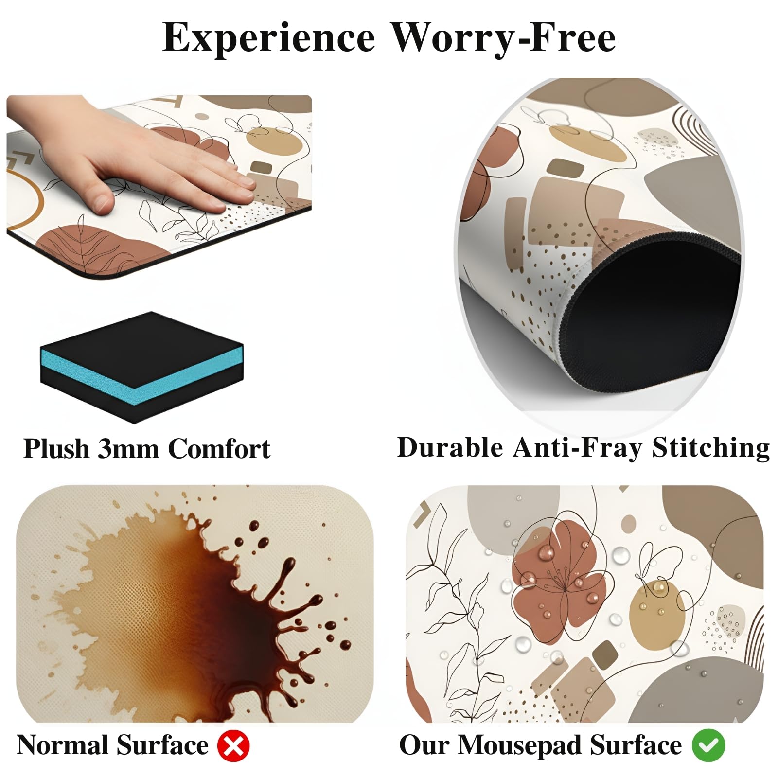 XXL Extended Gaming Mouse Pad (47.2 x 23.6 Inch), Giant Boho Desk Mat for Full Coverage, Abstract