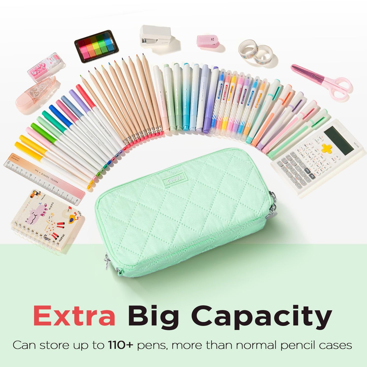 Sooez Large Pencil Case Pouch, Extra Big Pencil Bag with 8 Compartments, Pen Bag Wide Opening, Soft