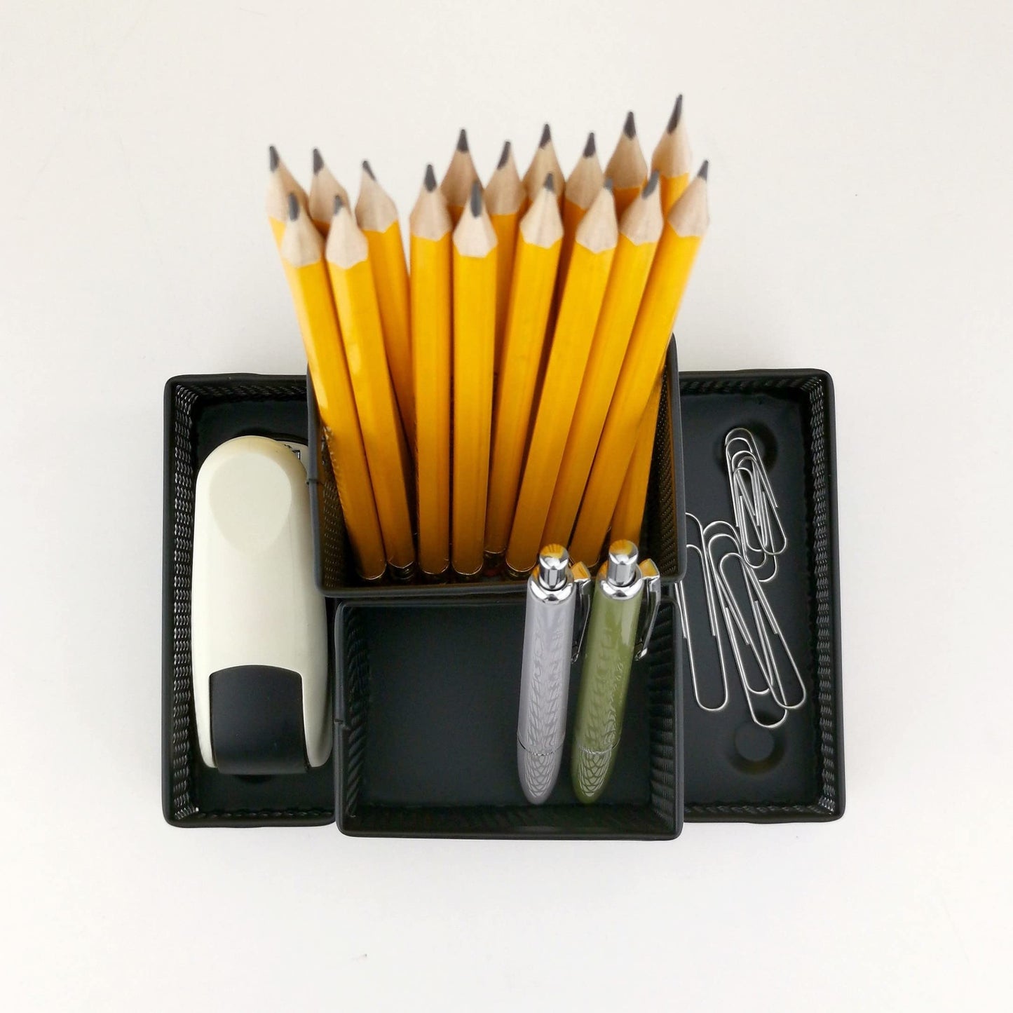 D.RECT Desk Organiser, Pen Holder, Metal Desk Organiser, Office Tray with Memo Holder, Mesh 103 x