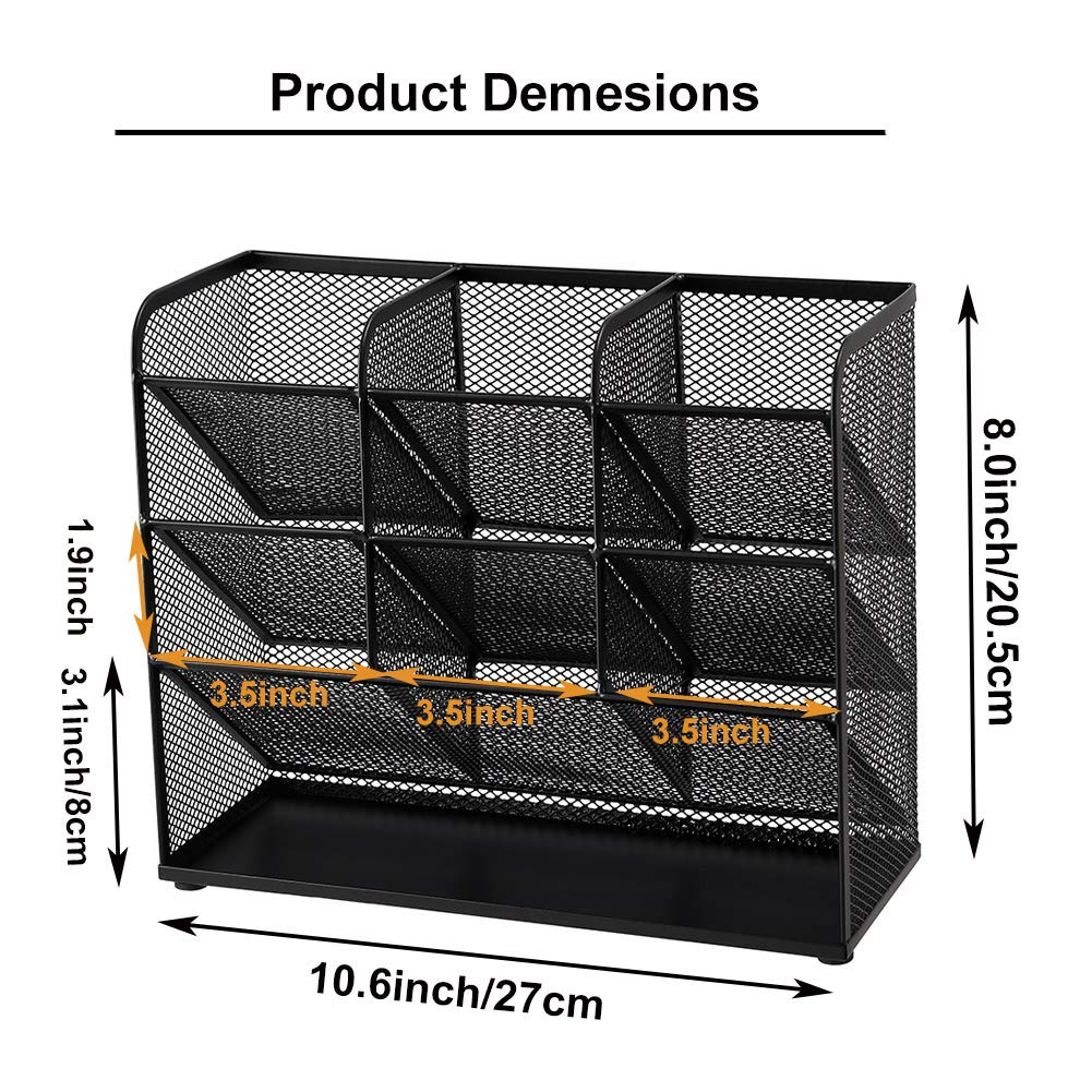 Marbrasse Mesh Desk Organizer, Multi-Functional Pen Holder, Desktop Stationary Organizer, Storage