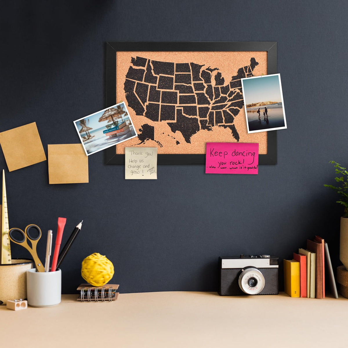 YCCYYCCY Cork Board Map of The United State, 17" X 13" Bulletin Boards for Walls with 10 Pins