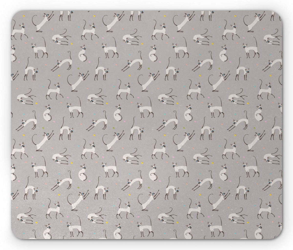 Ambesonne Grey Mouse Pad, Siamese Cat on Wall Design Playing and Posing Feline Kitty Design