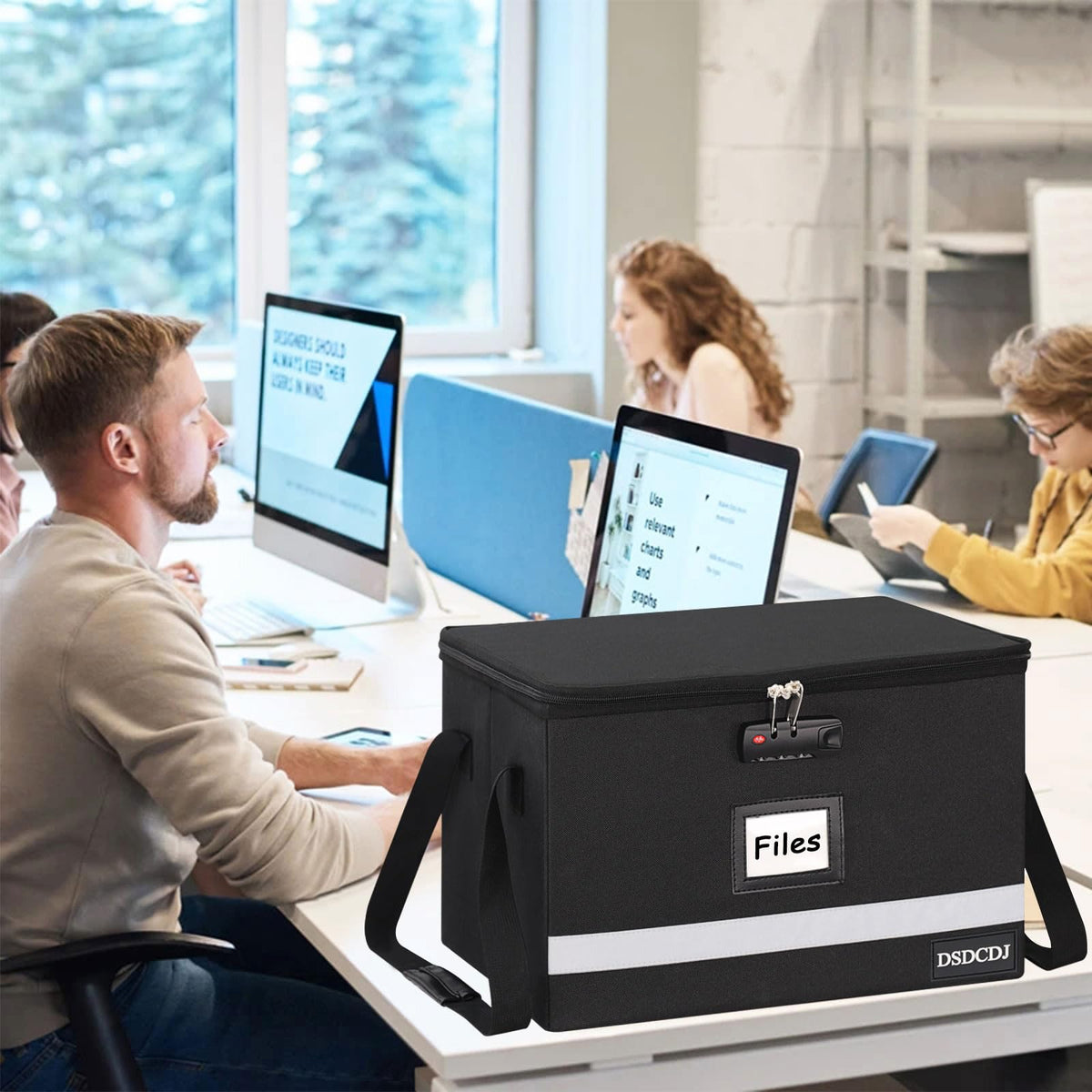 DSDCDJ File Box with Lock - Portable File Organizer Box with Handle, Sturdy Important Document