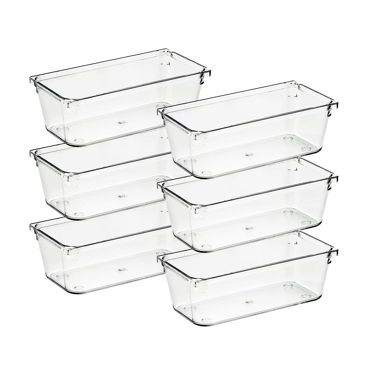 Ravinte 6 Pack Drawer Organizer, 3" x 6" Plastic Storage Bins
