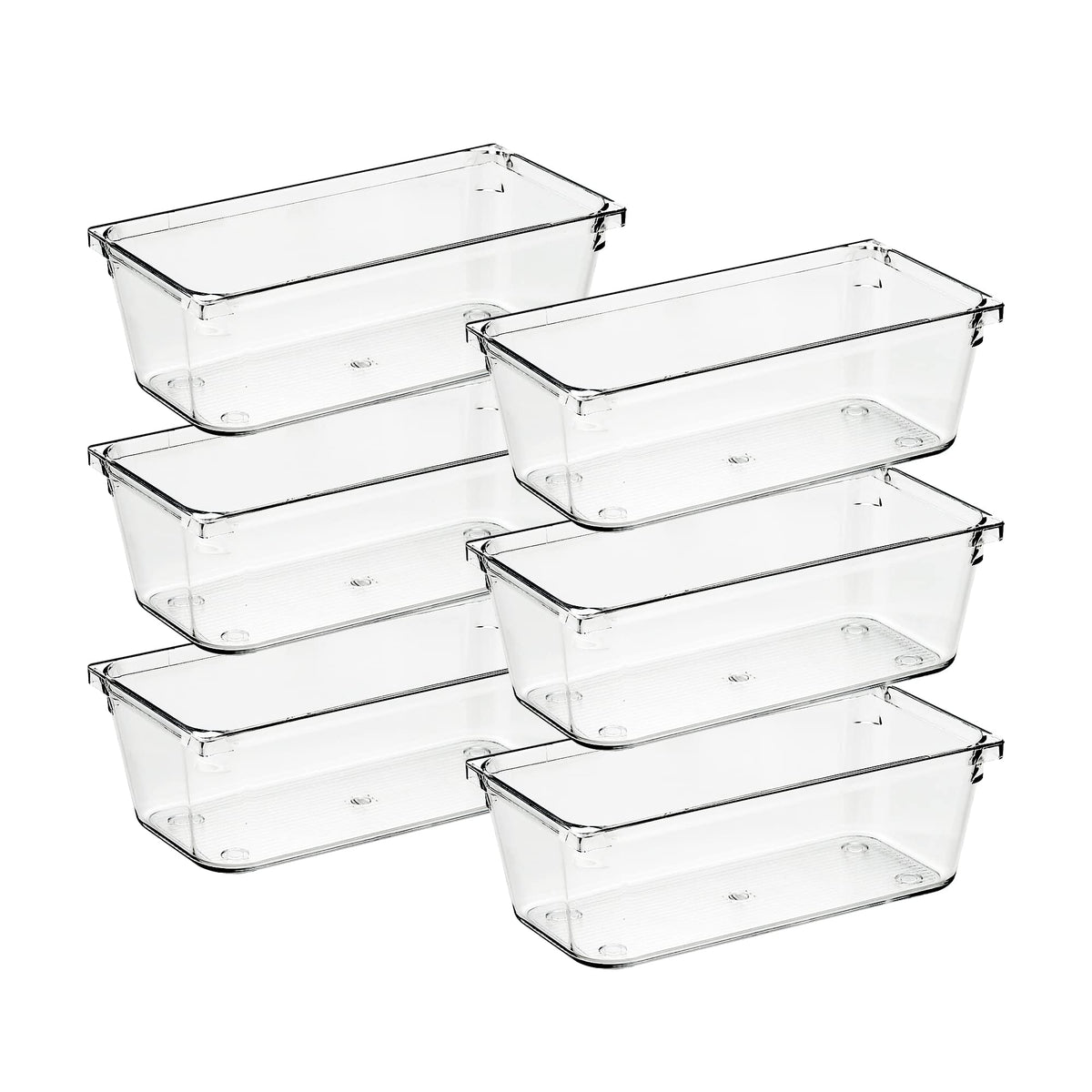 Ravinte 6 Pack Drawer Organizer, 3" x 6" Plastic Storage Bins