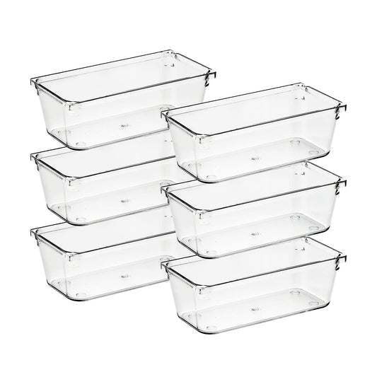 Ravinte 6 Pack Drawer Organizer, 3" x 6" Plastic Storage Bins