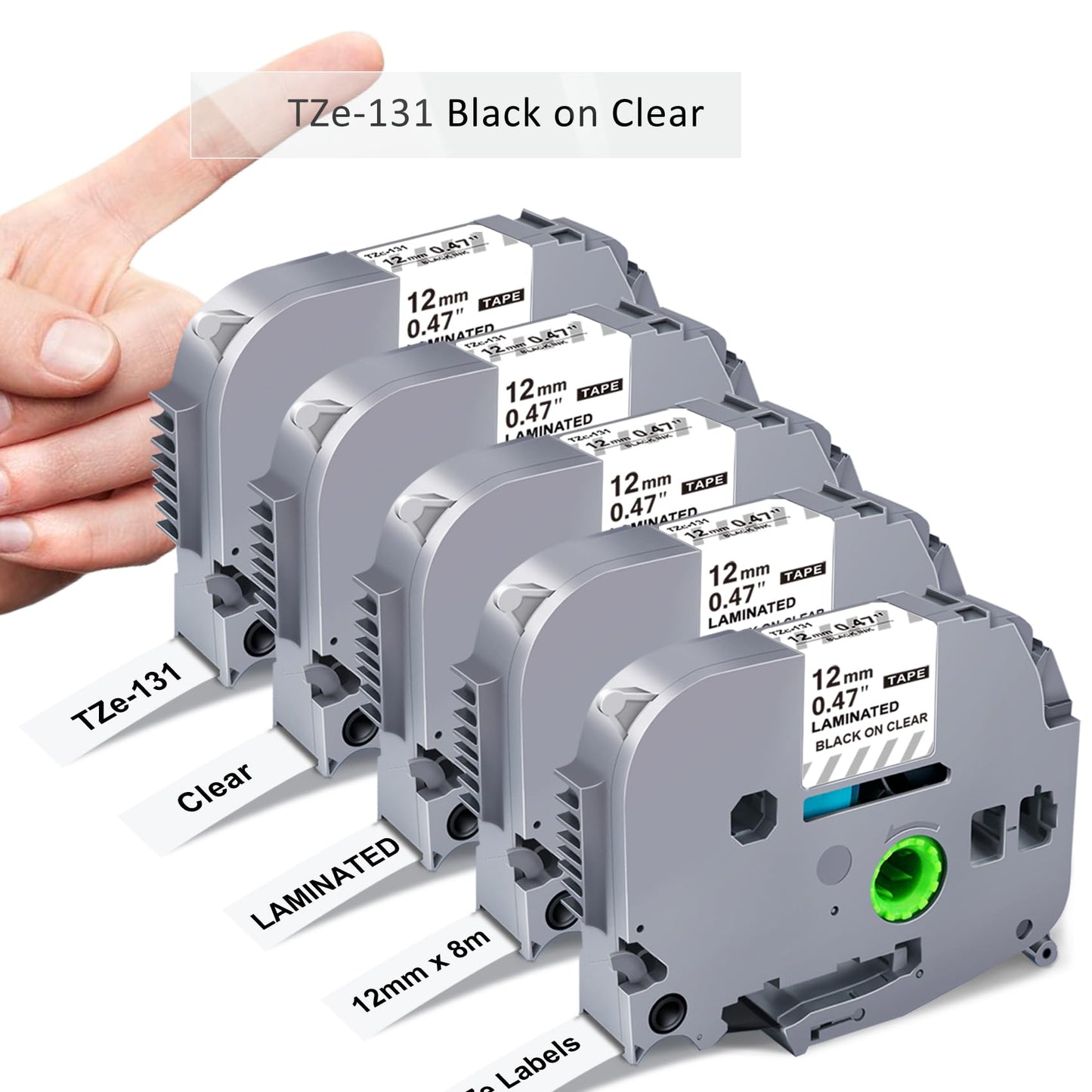 TZe-131 TZe TZ Tape 12mm 0.47 Laminated Clear P Touch Label Maker Tape