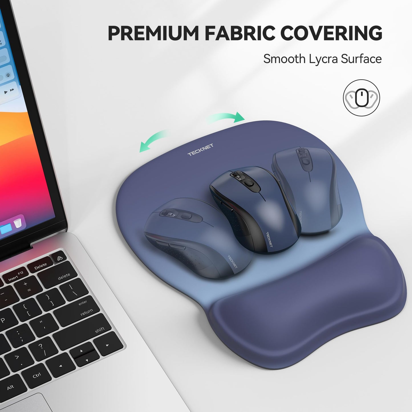 TECKNET 2 Pack Gel Ergonomic Mouse Pad with Wrist Rest, Non-Slip PU Base