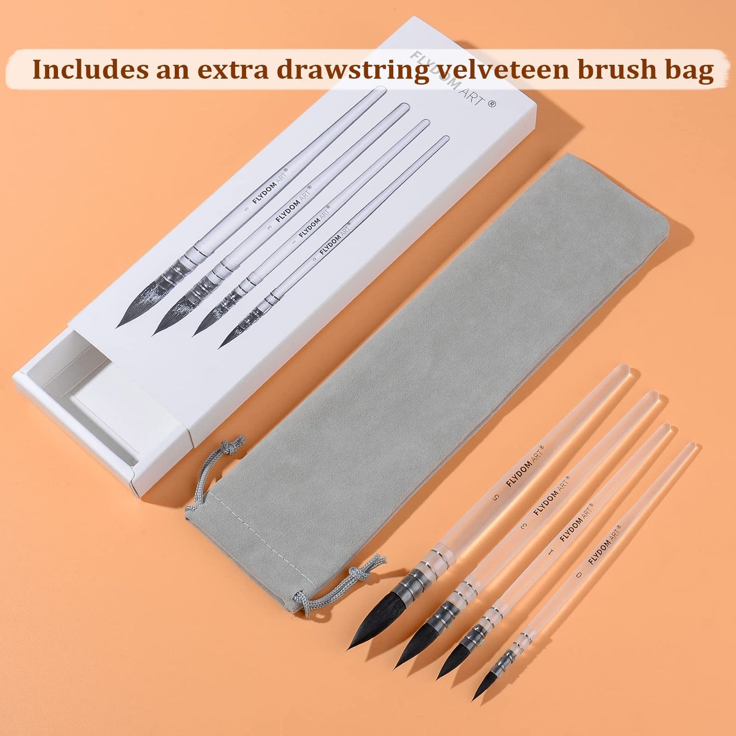FLYDOM ART Watercolor Paint Mop Brushes Set, Mop Paint Brushes,Soft Synthetic Squirrel Hair
