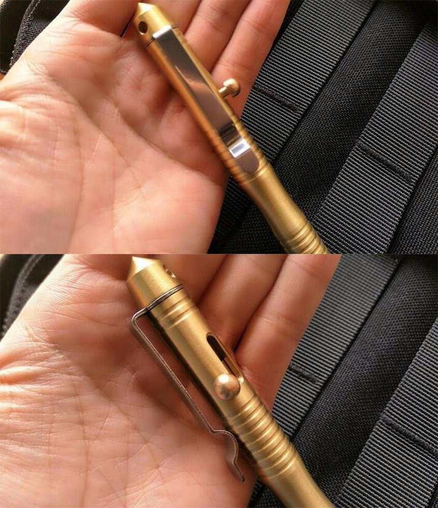 EKLORN Solid Brass EDC Pocket Pen, Portable Delicate Signature Pen Ballpoint Pen