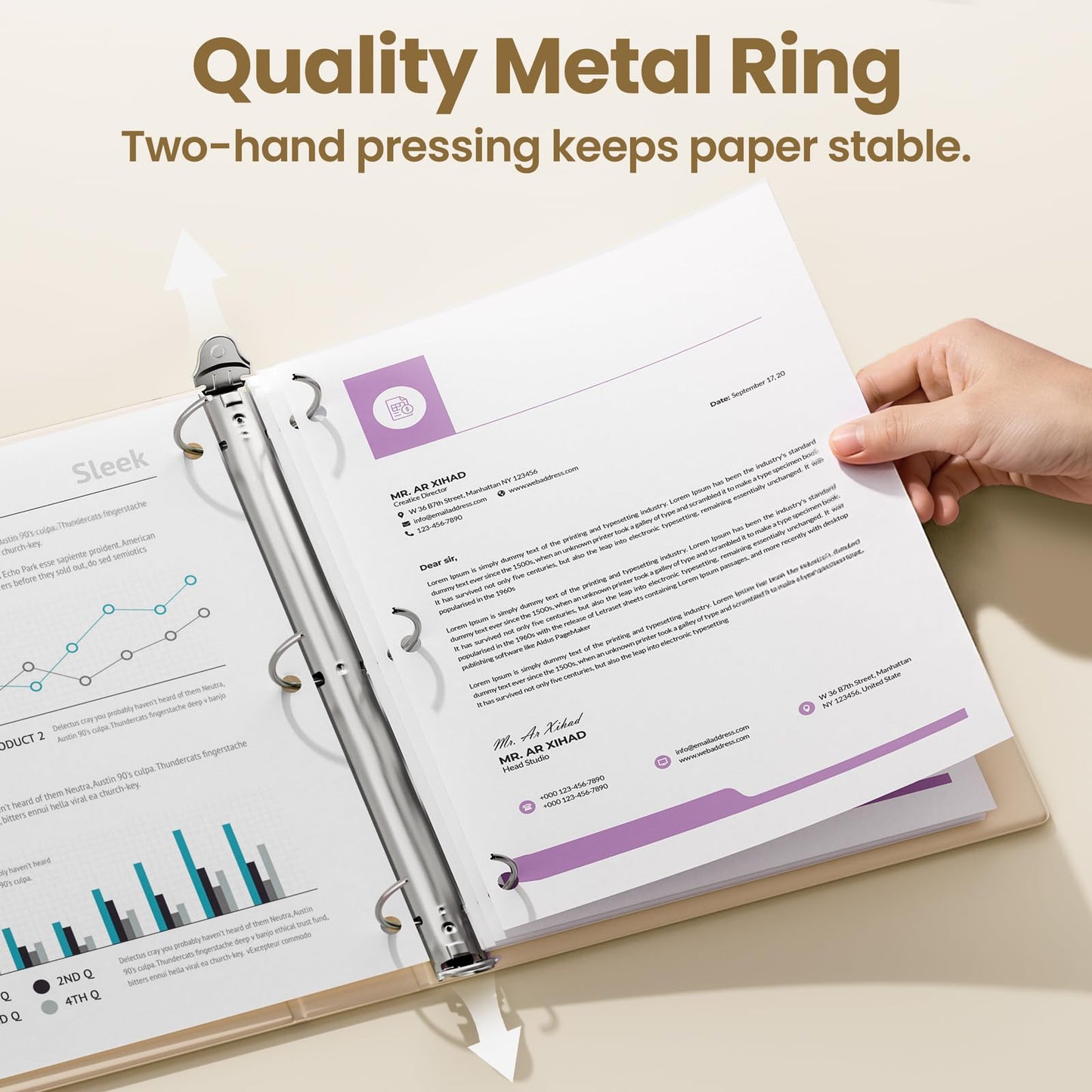 SUNEE 3 Ring Binder 3 Inch 4 Pack, Clear View Binder Three Ring PVC-Free (Fit 8.5x11 Inches) for