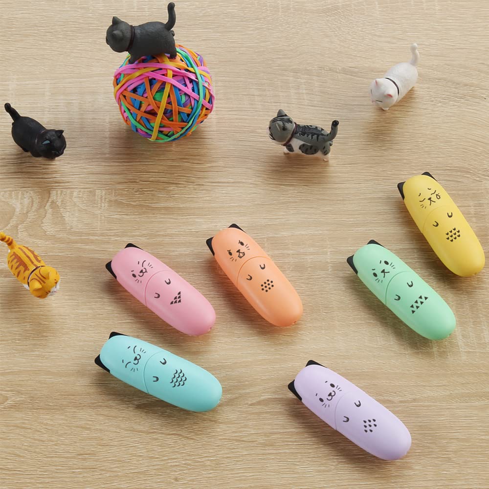 enlegend 2 Packs Cute Animal Design Mini Highlighter Pen Assorted Colors Chisel Tip Gift Pastel
