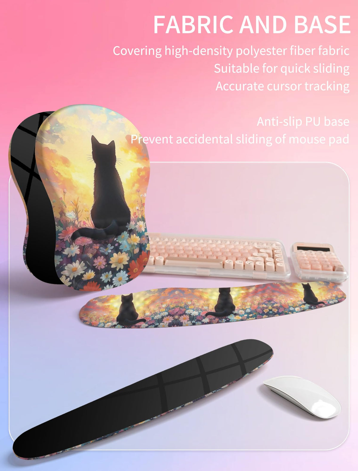 Hokafenle 2in1 Combination, Wave Keyboard Wrist Rest and Ergonomic Curvature Mouse Pad Wrist