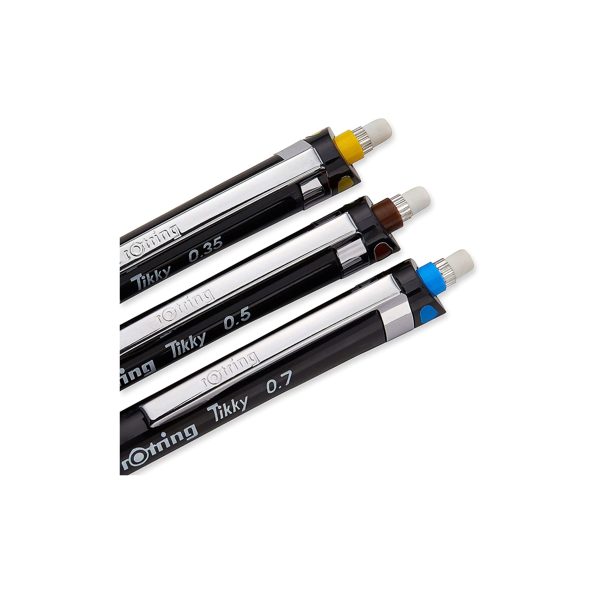 rOtring S0801310 Tikky Mechanical Pencil, Black Barrel, 3-Piece Set