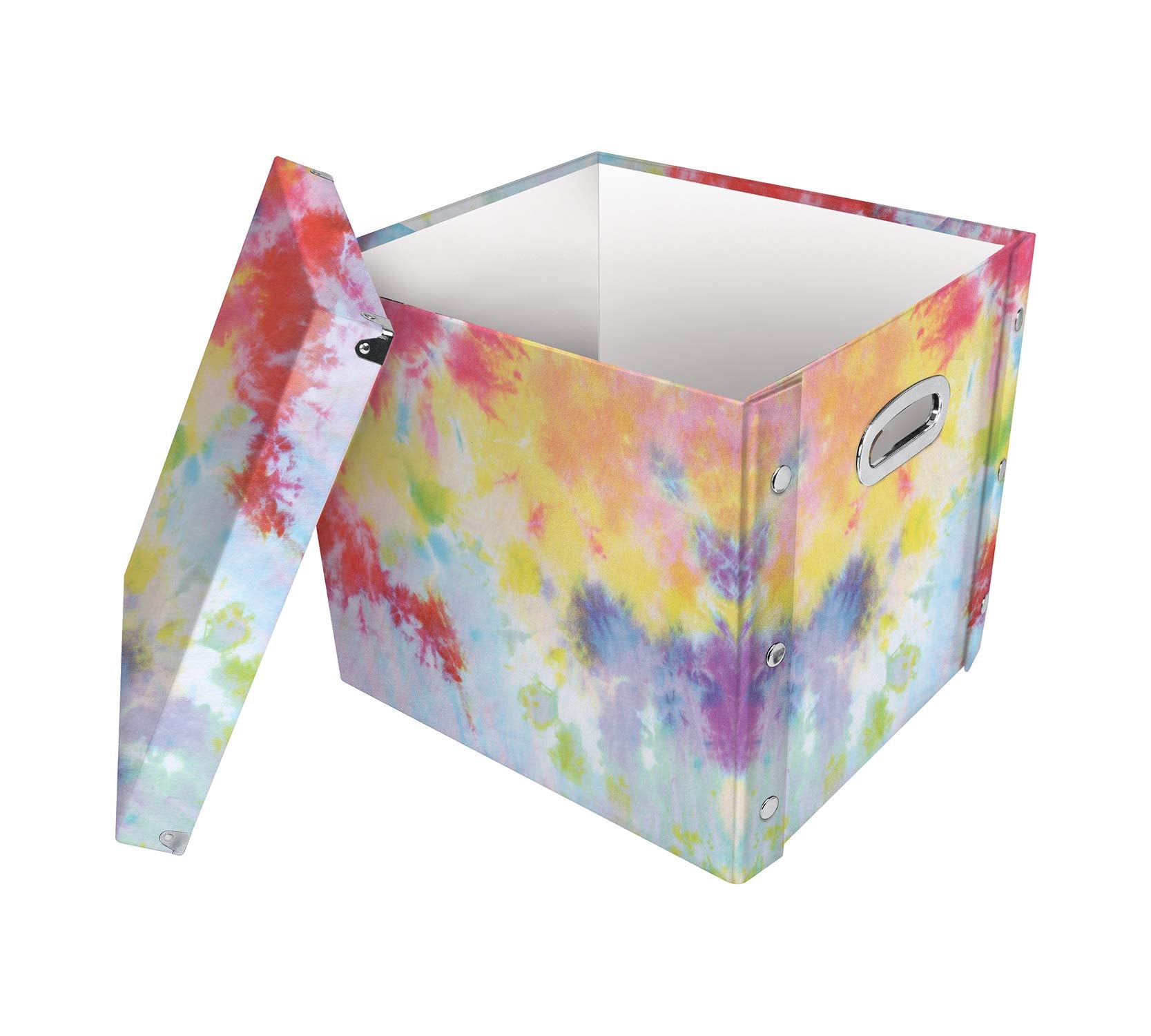 Snap-N-Store 12 In Vinyl Record Box, LP Holder with Lid, Tie Dye