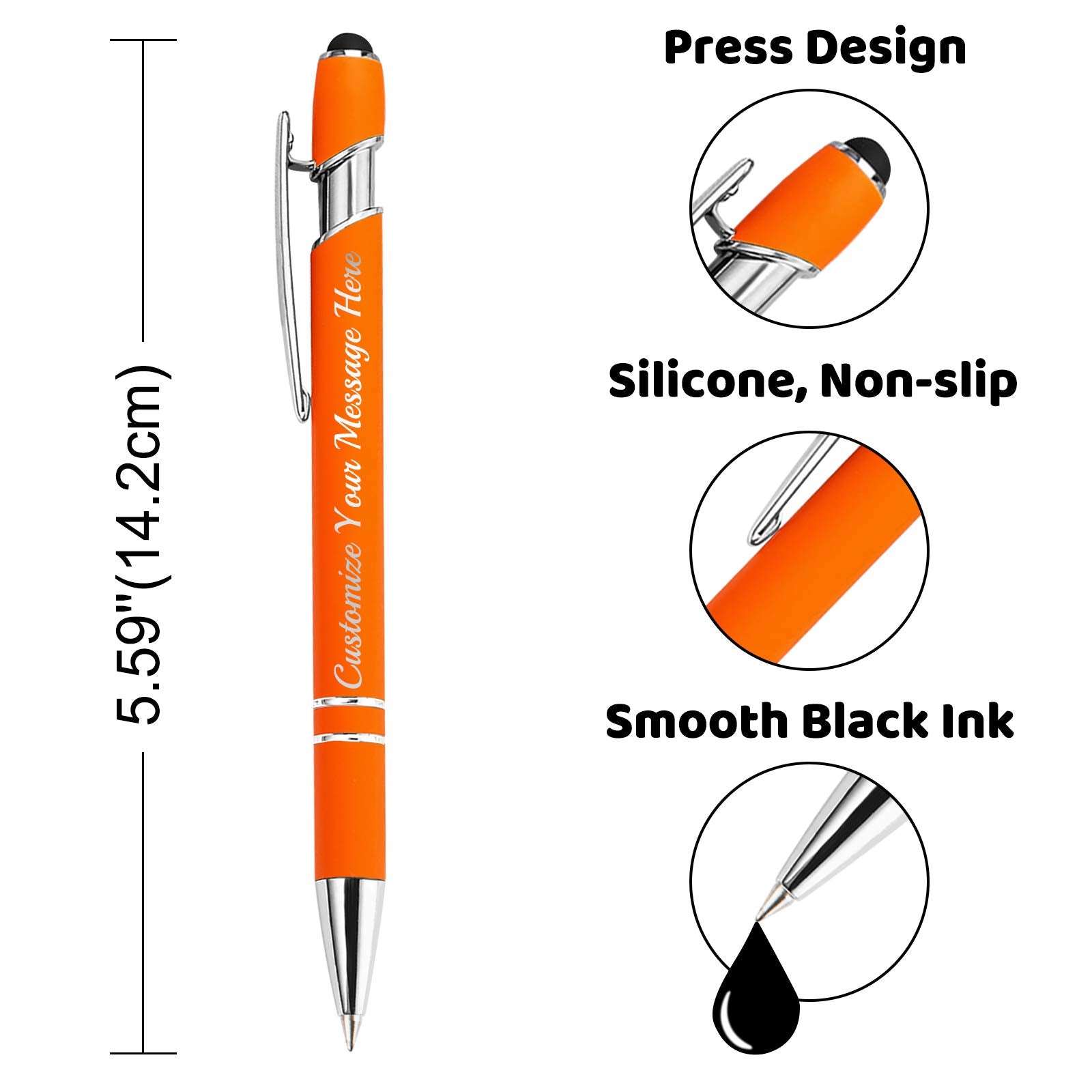 GIFTSDIY Personalized Pens with Stylus,Custom Engraving Ballpoint Pens,Imprinted with Your Logo or