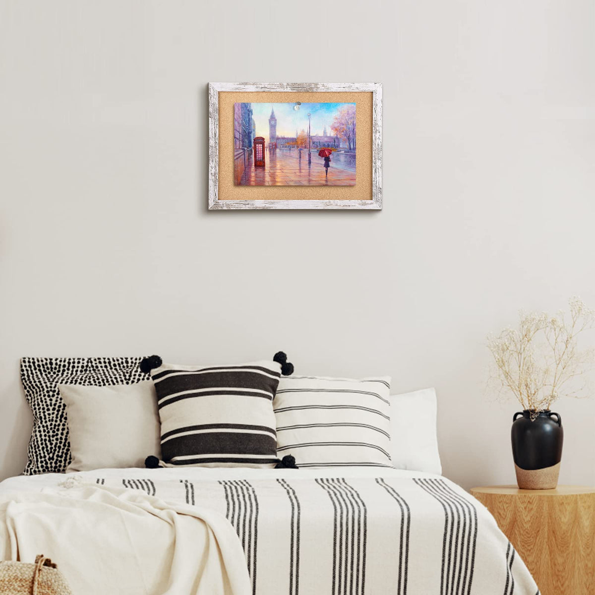 Aitakatta Cork Board Bulletin Board, 11.8x8.6 inches Mini Decorative Hanging Framed Cork Boards for