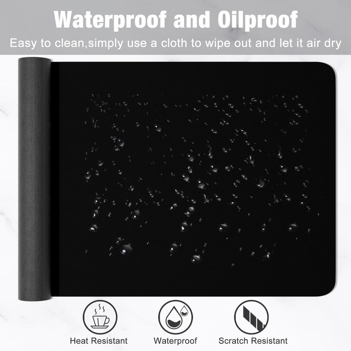 Hsurbtra Desk Pad, 48" x 17" PU Leather Desk Mat, XXXL Extended Mouse Pad, Waterproof Desktop