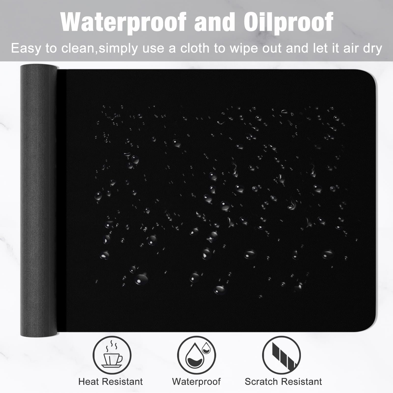 Hsurbtra Desk Pad, 48" x 17" PU Leather Desk Mat, XXXL Extended Mouse Pad, Waterproof Desktop