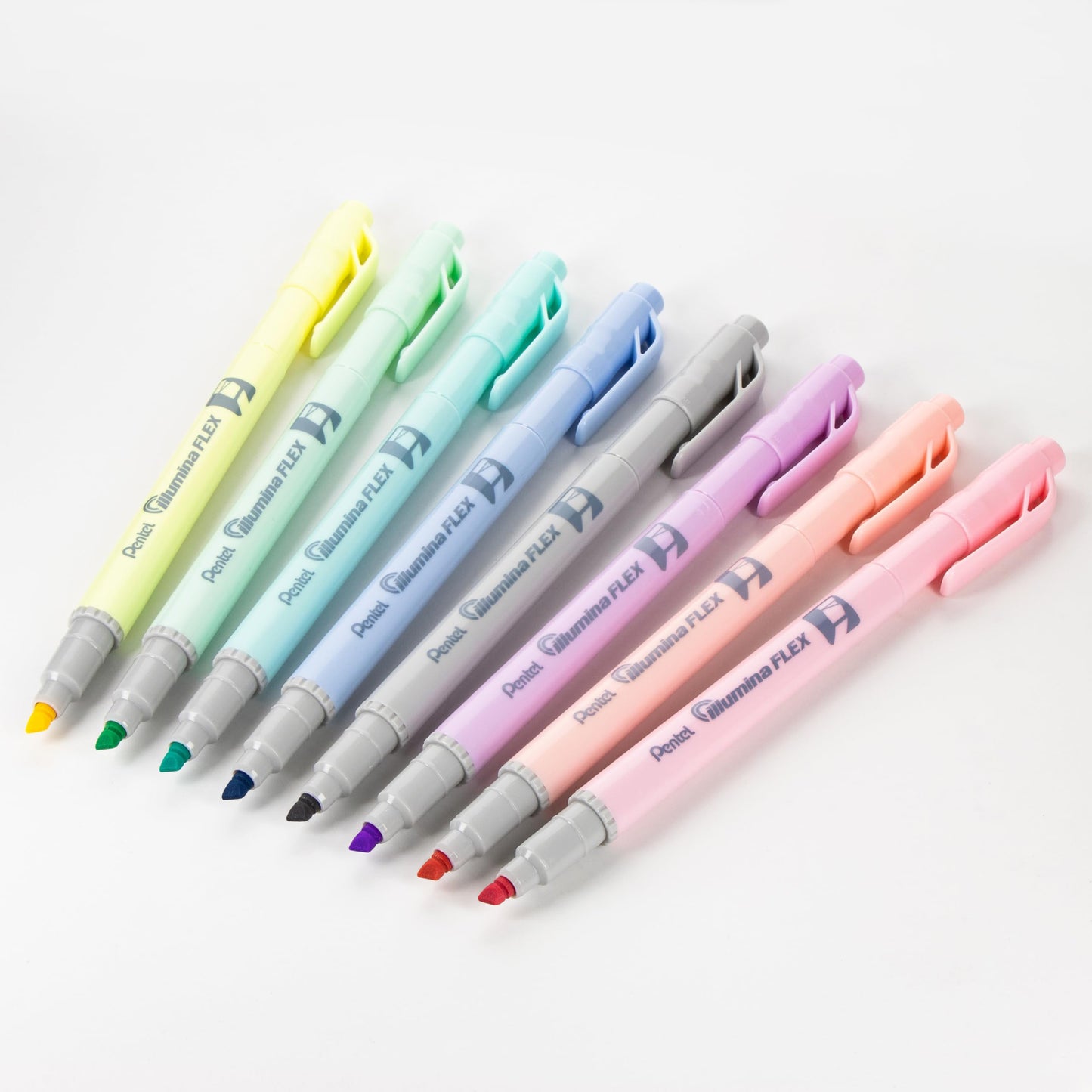 Pentel Illumina Flex Twin Tip Highlighter, Dual-Tip Marker Highlighter, Flex Tip and Chisel, 8
