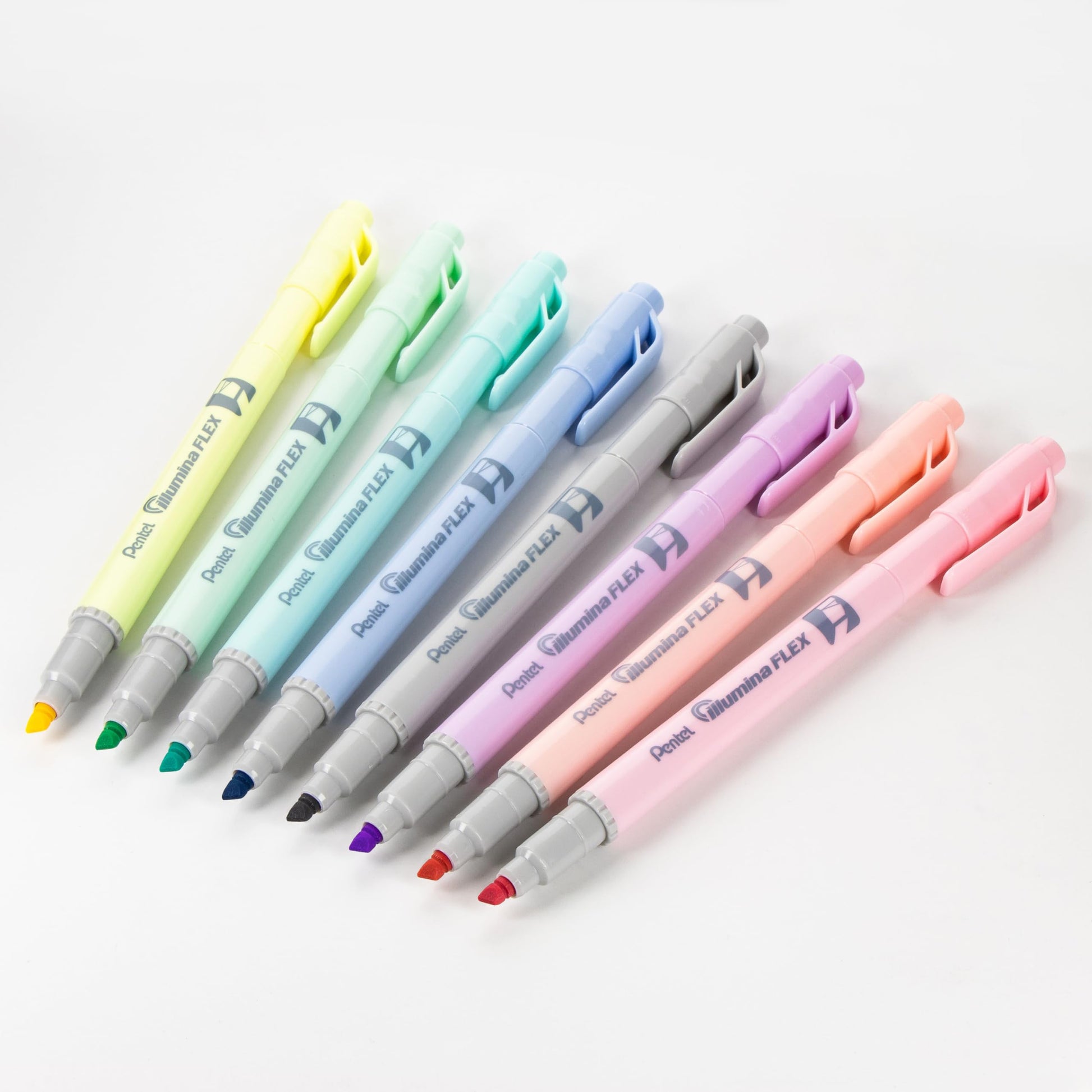 Pentel Illumina Flex Twin Tip Highlighter, Dual-Tip Marker Highlighter, Flex Tip and Chisel, 8