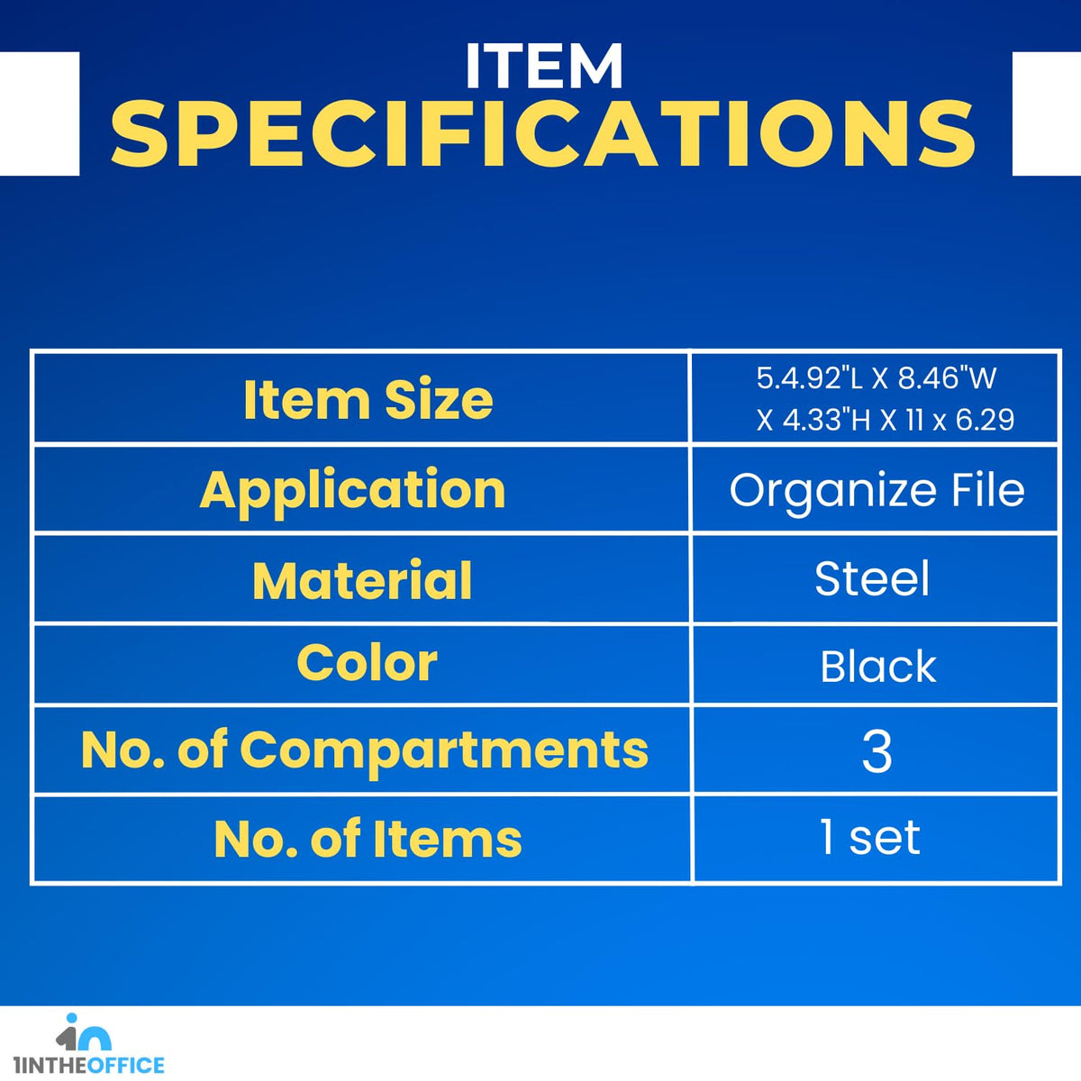 1InTheOffice Desk Baskets and Organizers Tray, Black Mesh Tray, Black Wire Mesh, 3-Compartment