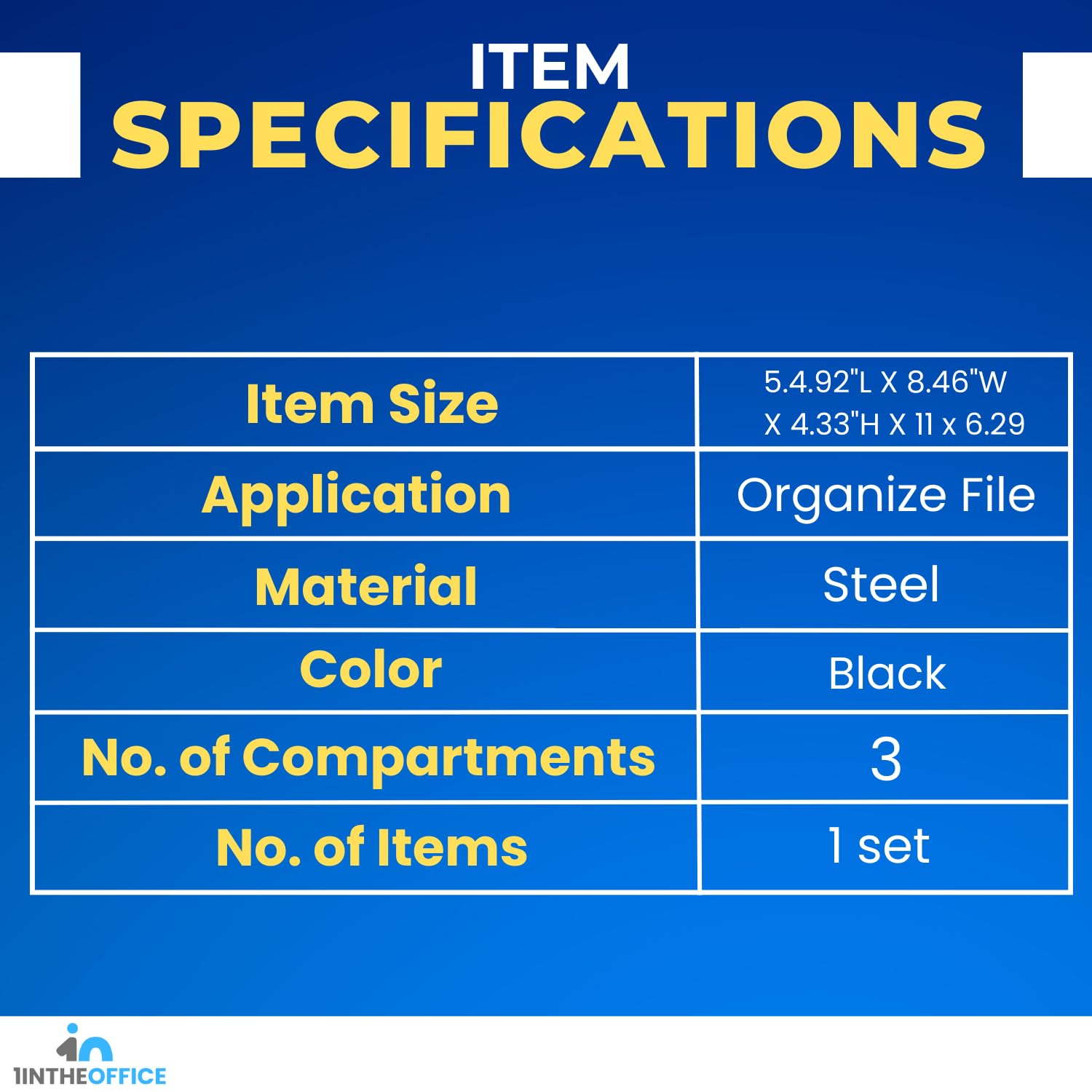 1InTheOffice Desk Baskets and Organizers Tray, Black Mesh Tray, Black Wire Mesh, 3-Compartment