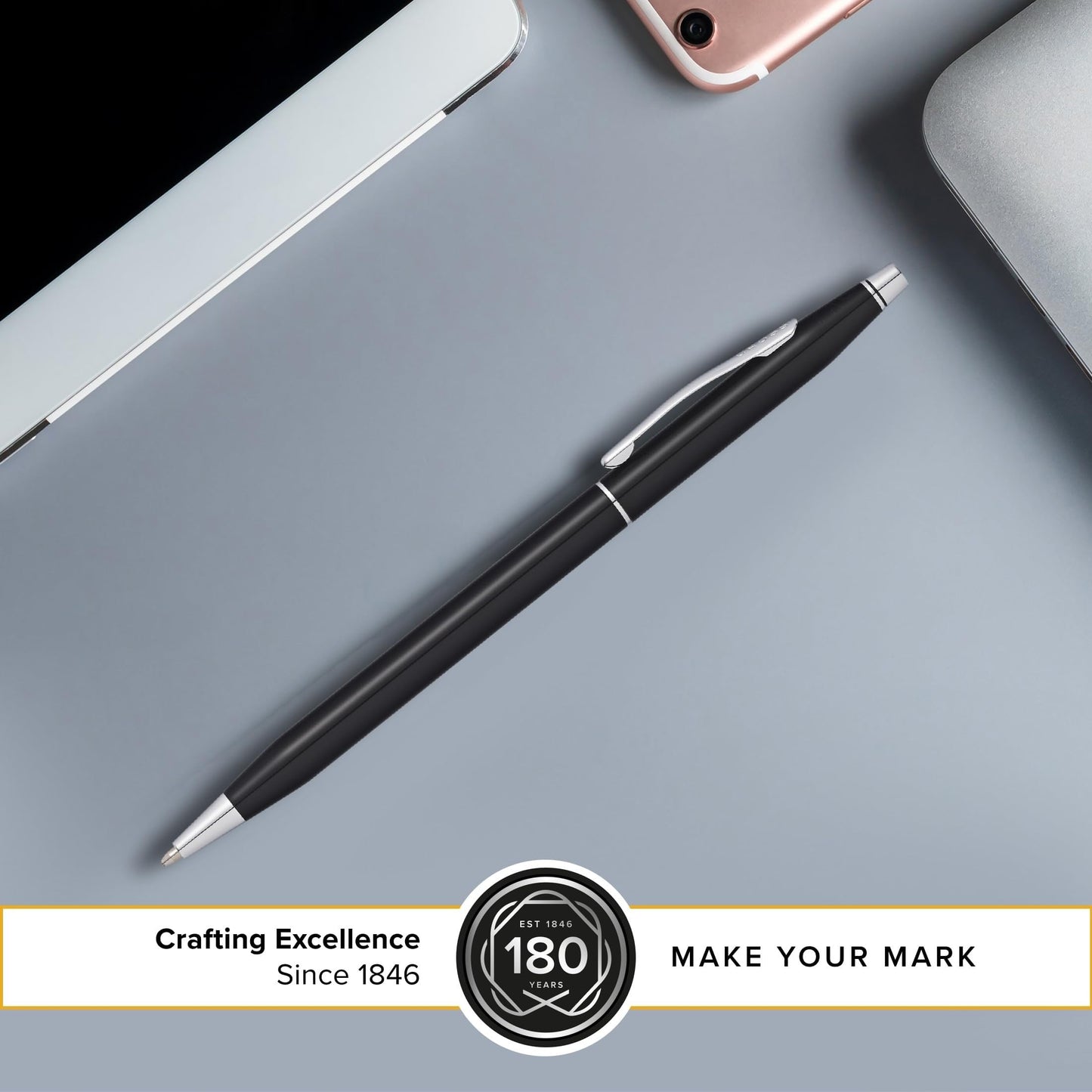 Cross Classic Century Black Lacquer Ballpoint Pen, Medium Point, Black Ink