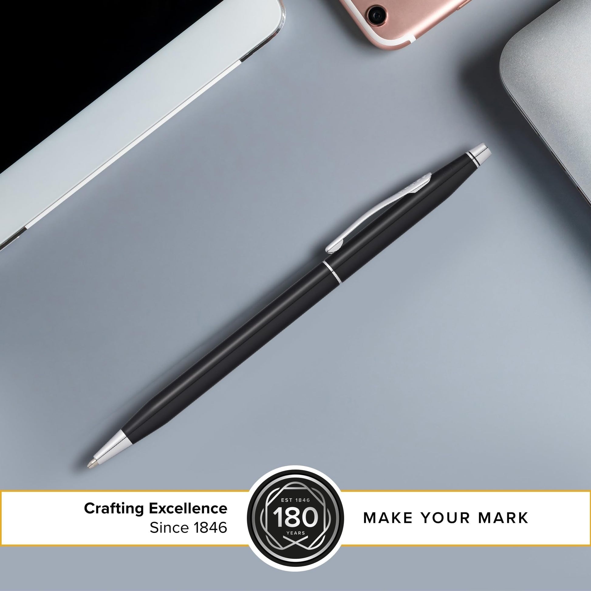 Cross Classic Century Black Lacquer Ballpoint Pen, Medium Point, Black Ink